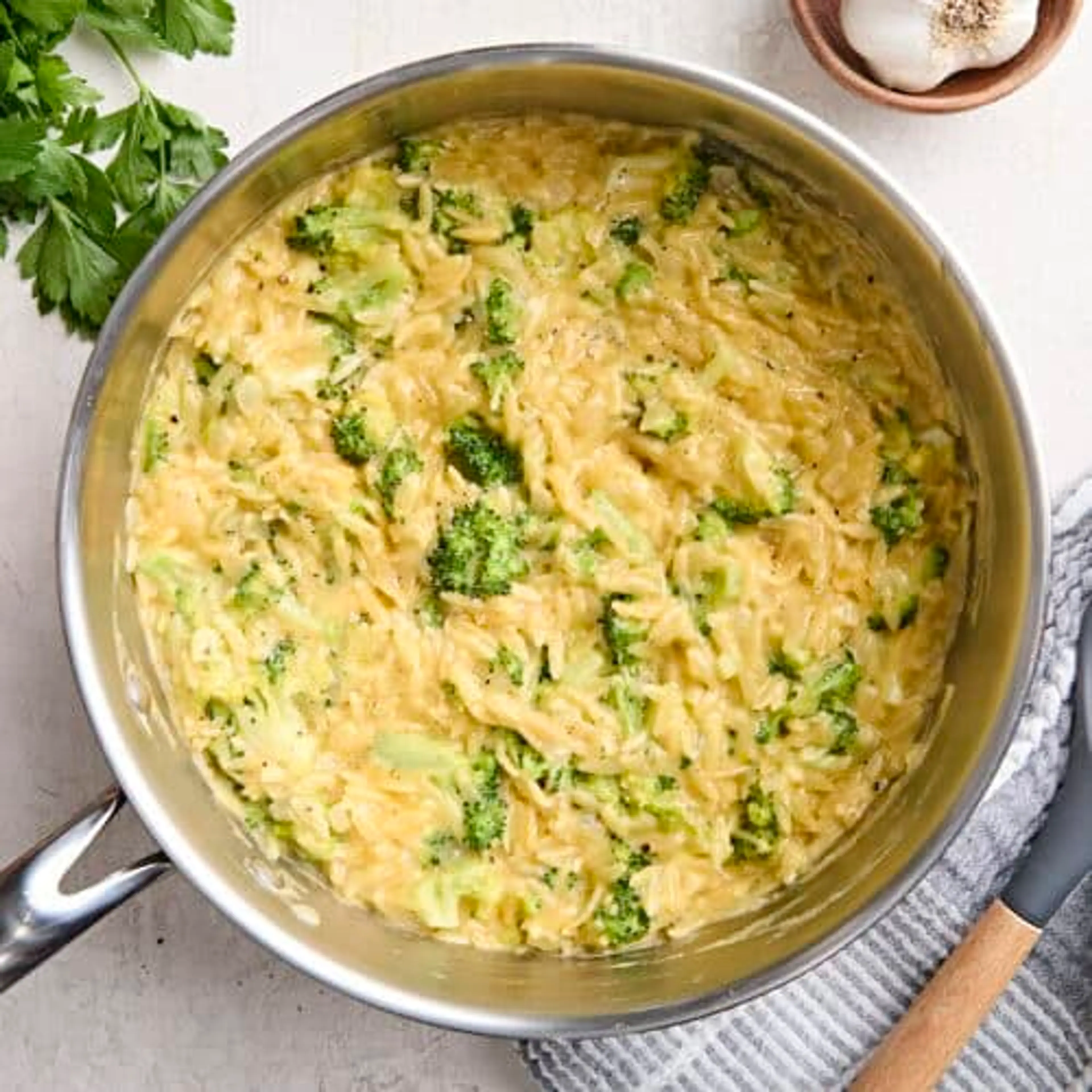 Brocolli Cheddar Orzo