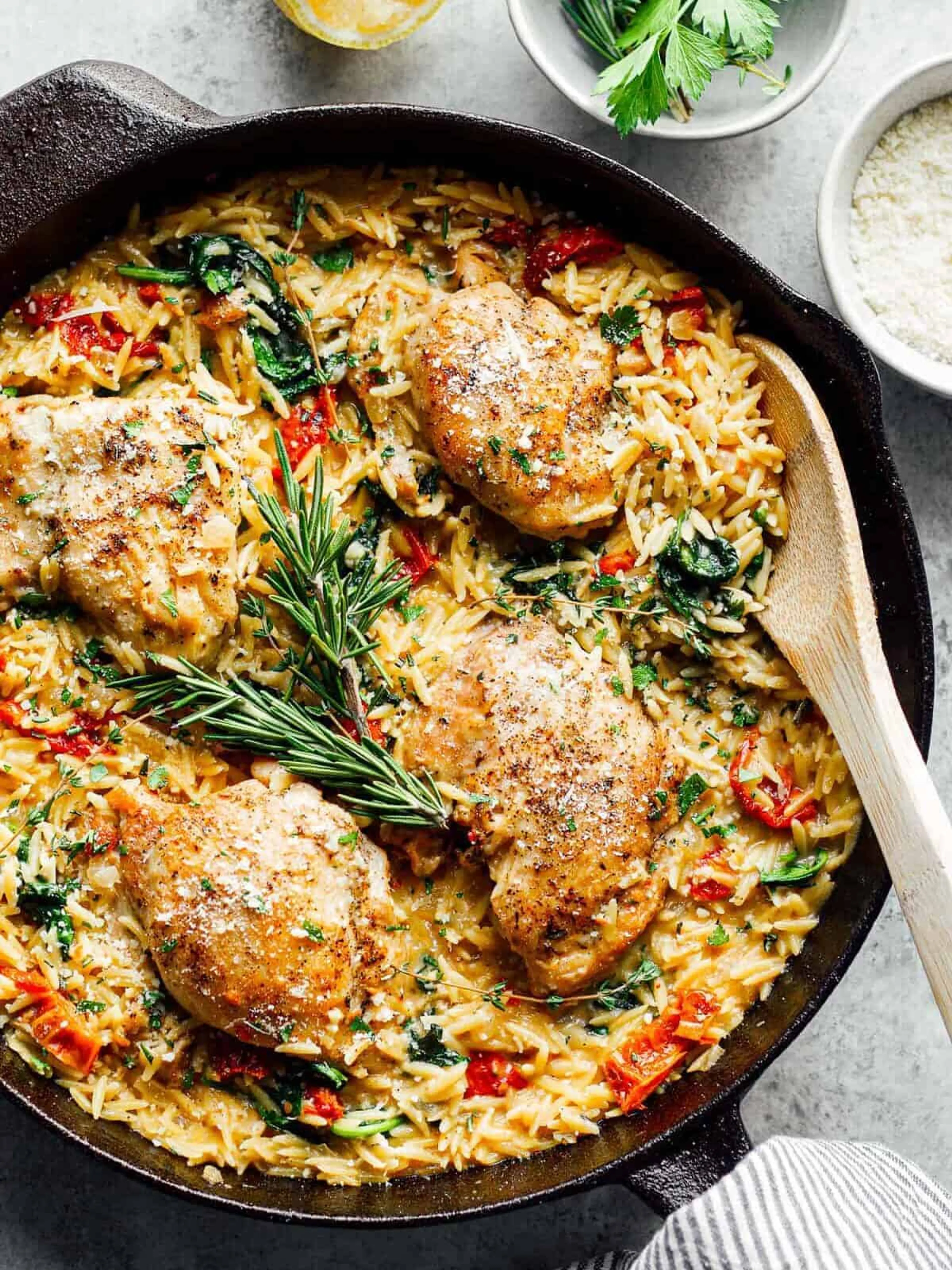 Tuscan Chicken and Orzo One Pan Recipe