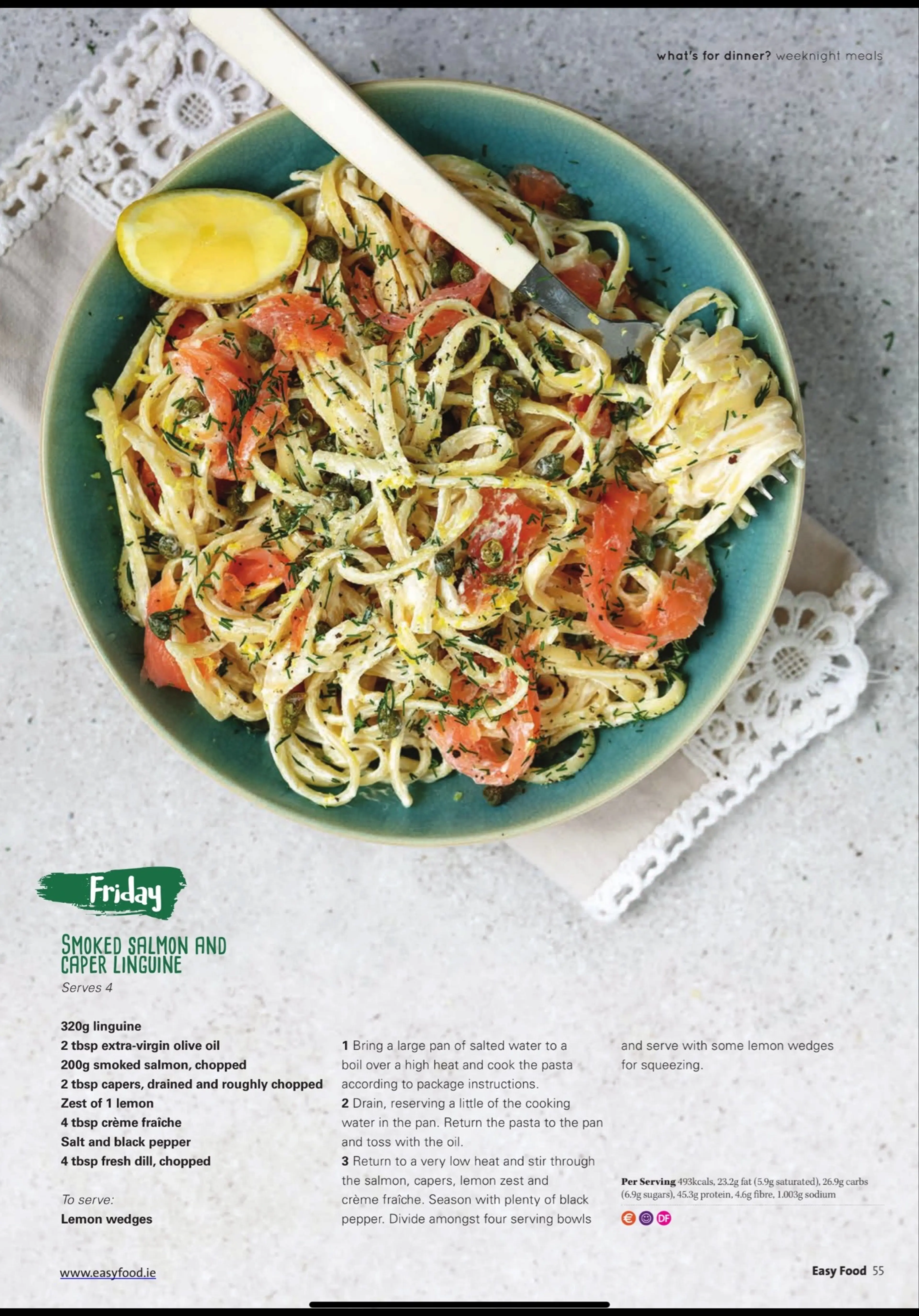 SMOKED SALMON AND CRPER LINGUINE