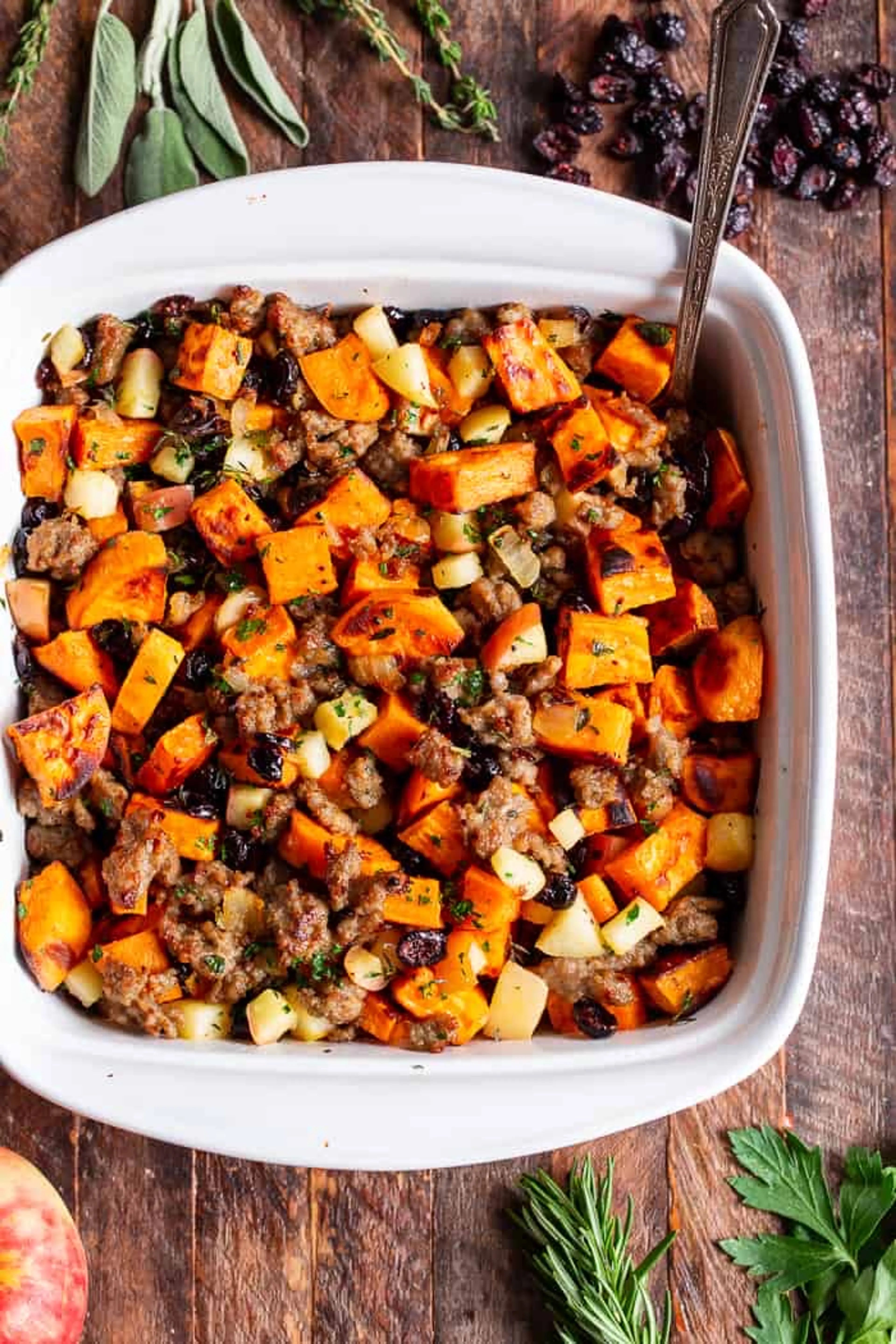 Sweet Potato Stuffing with Sausage {Paleo, Whole30}