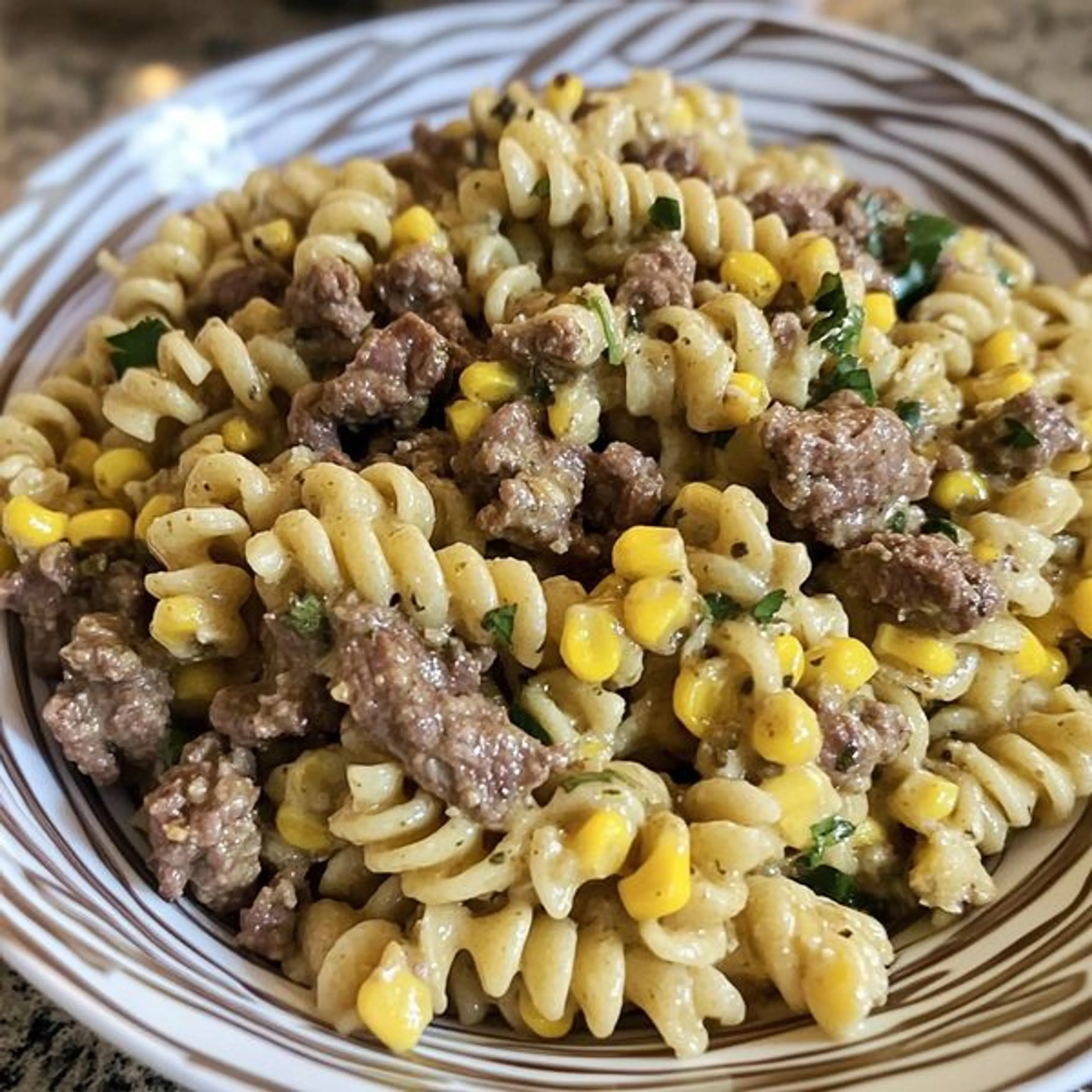 Spicy Garlic Butter Ranch Beef & Sweet Corn Rotini