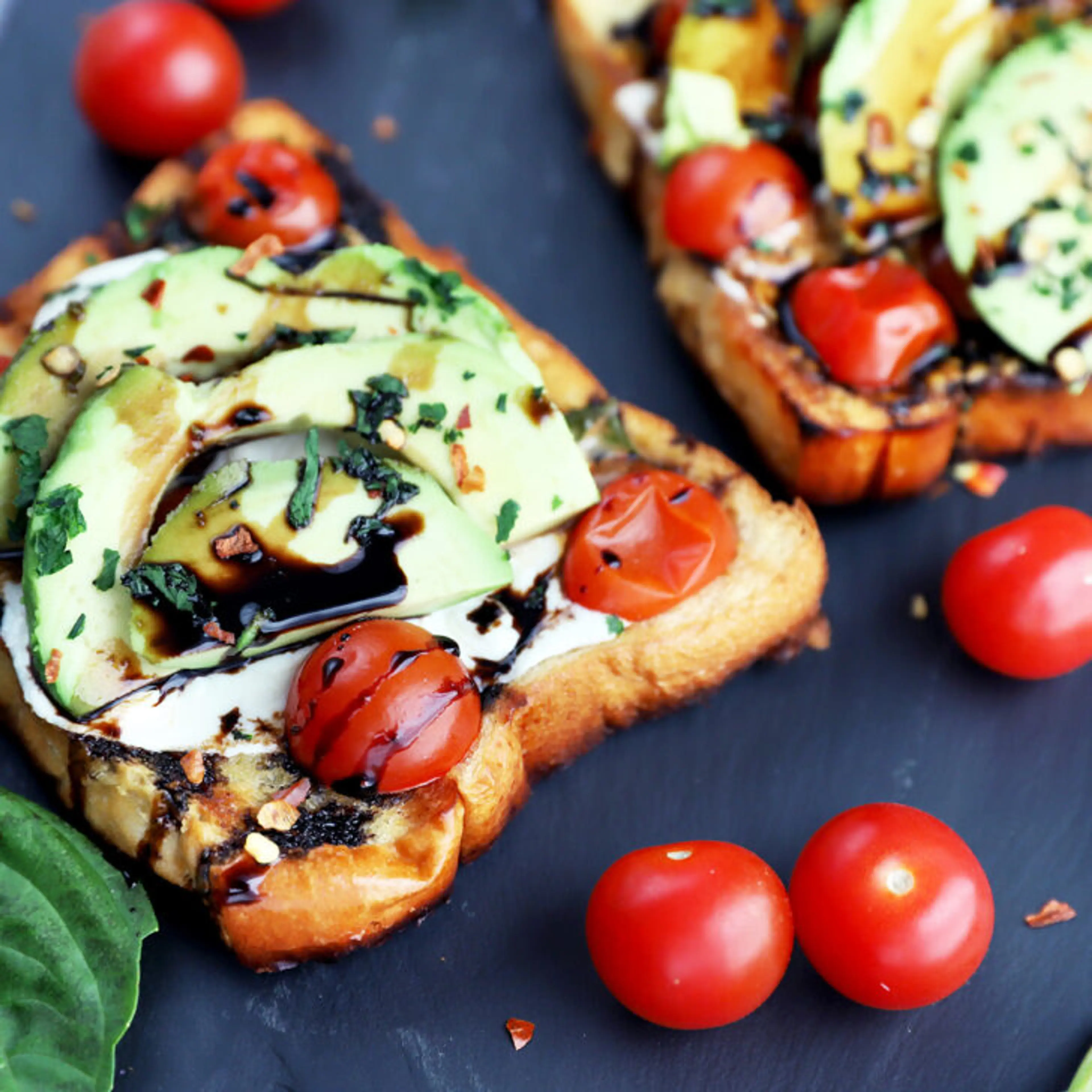 Grilled Open-Faced Avocado Caprese Sammies Recipe