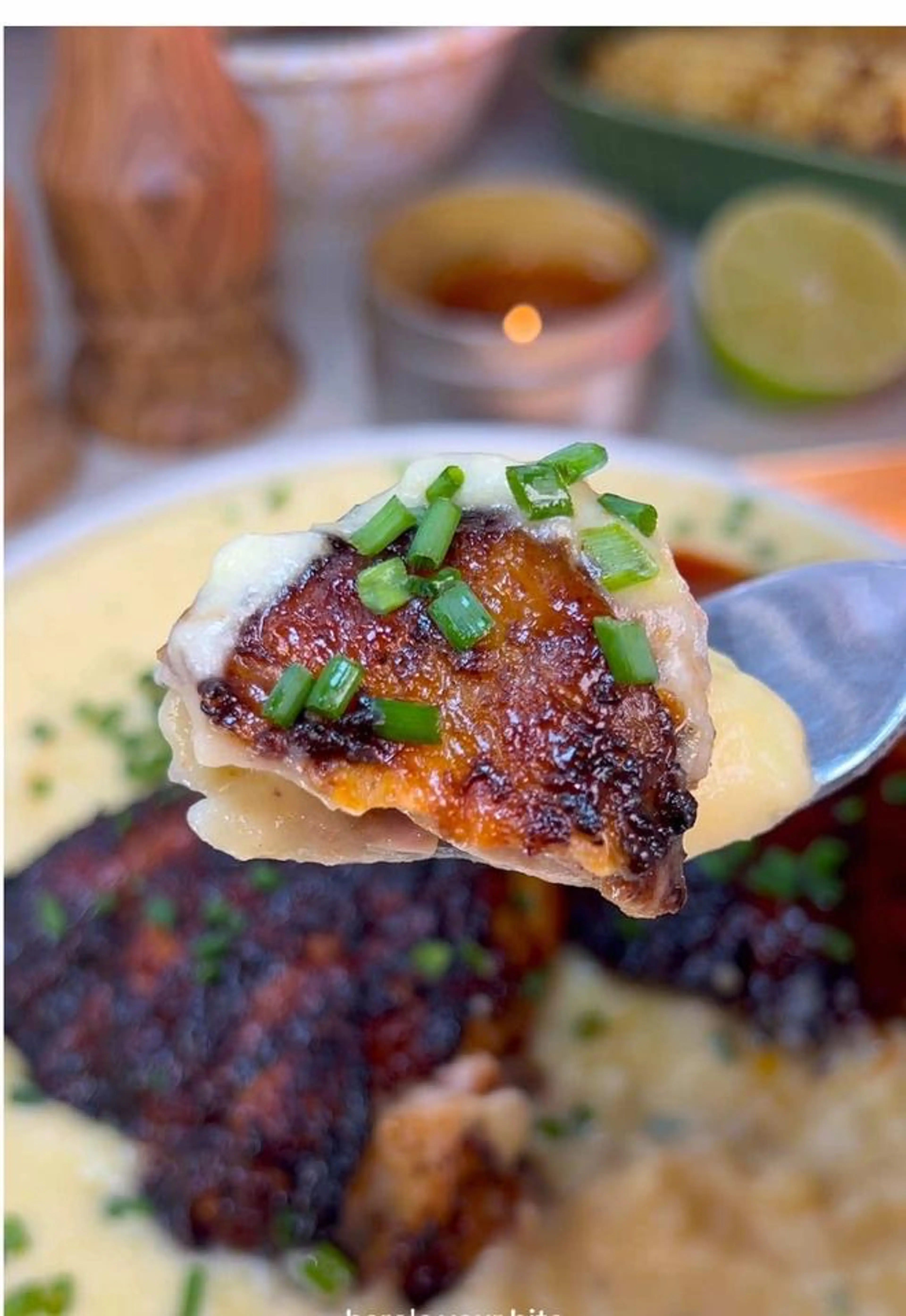 Grilled Bbq Chicken Thighs with Cheddar Mashed Potatoes and