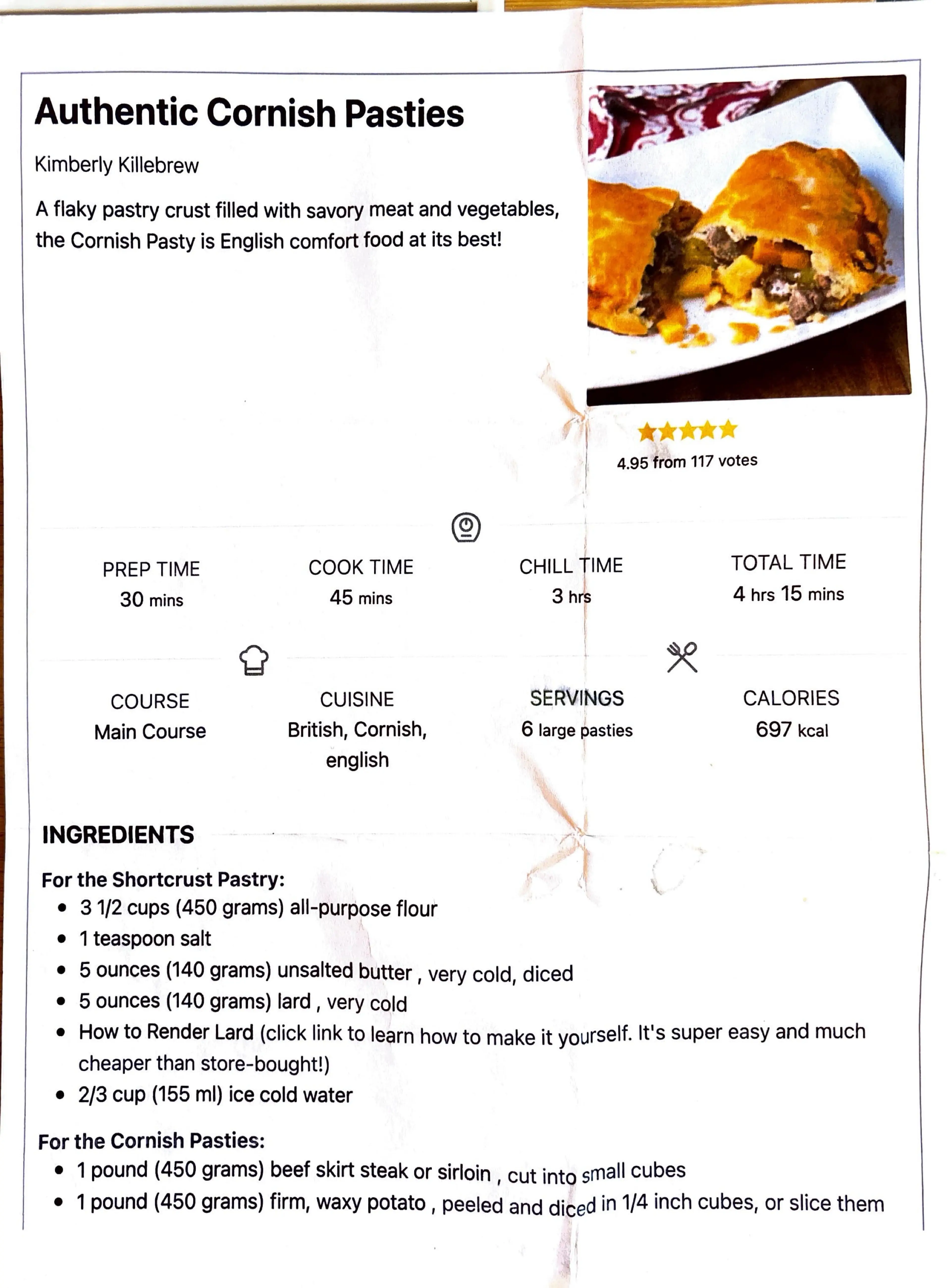 Authentic Cornish Pasties