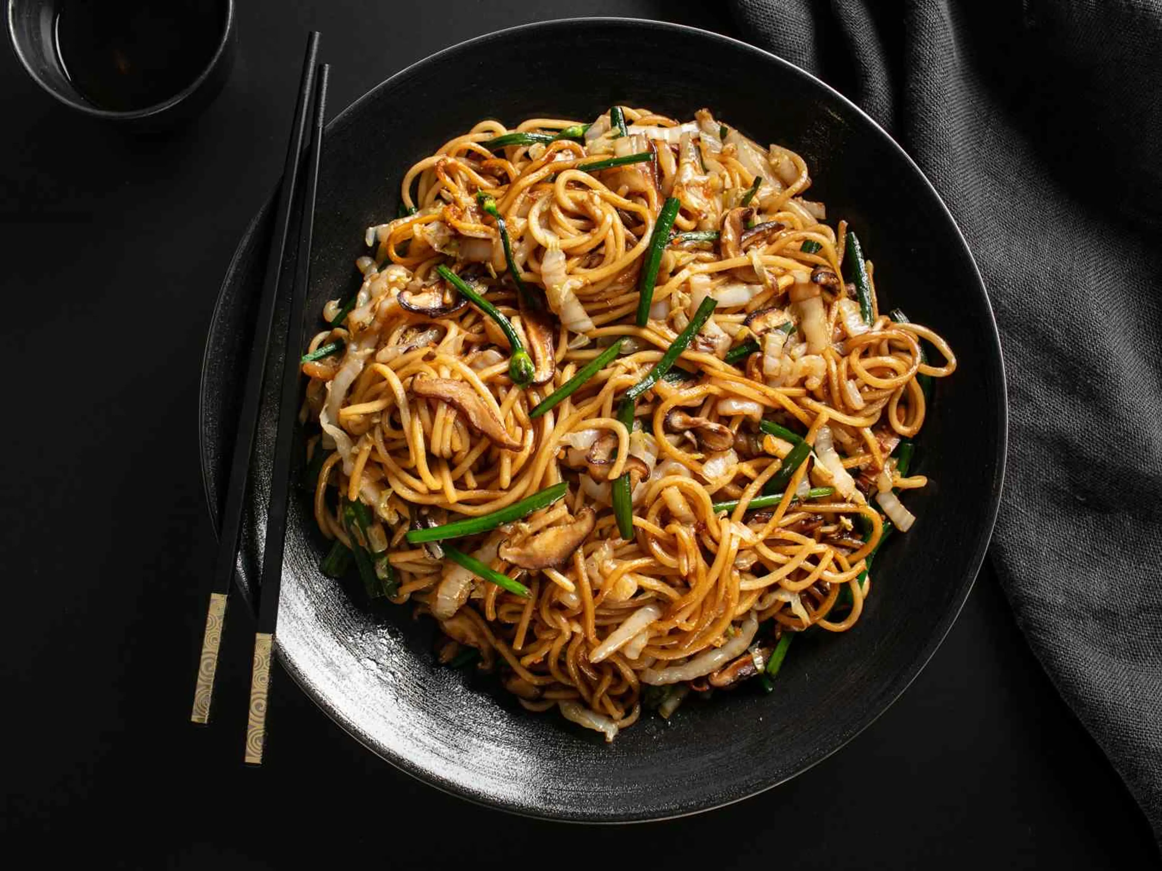 Stir-Fried Lo Mein With Charred Cabbage, Shiitake, and Chive