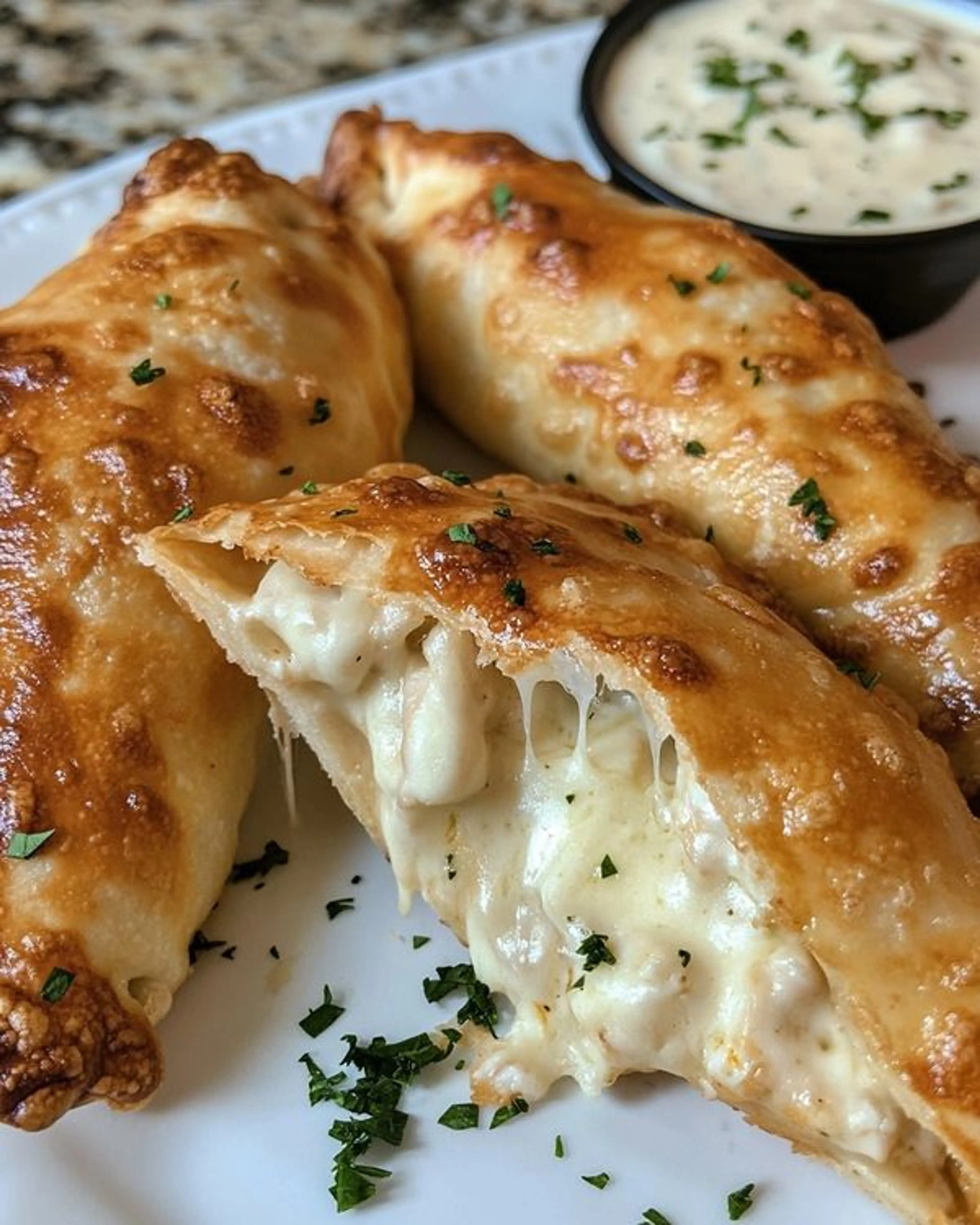 Crispy Cheesy Chicken Alfredo Air Fryer Calzones