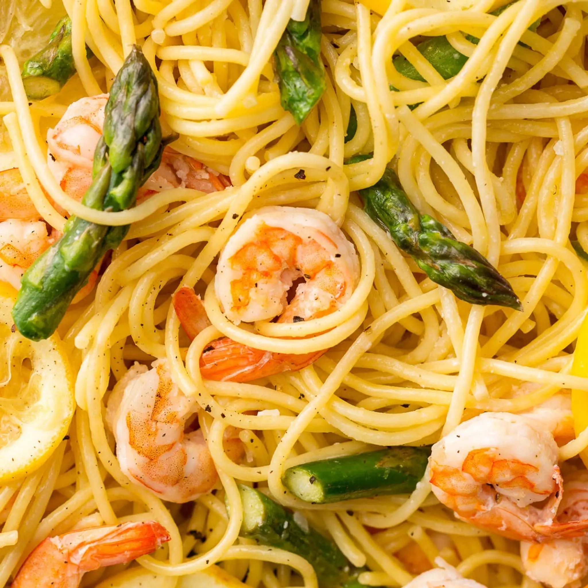 Lemony Shrimp and Asparagus Spaghetti