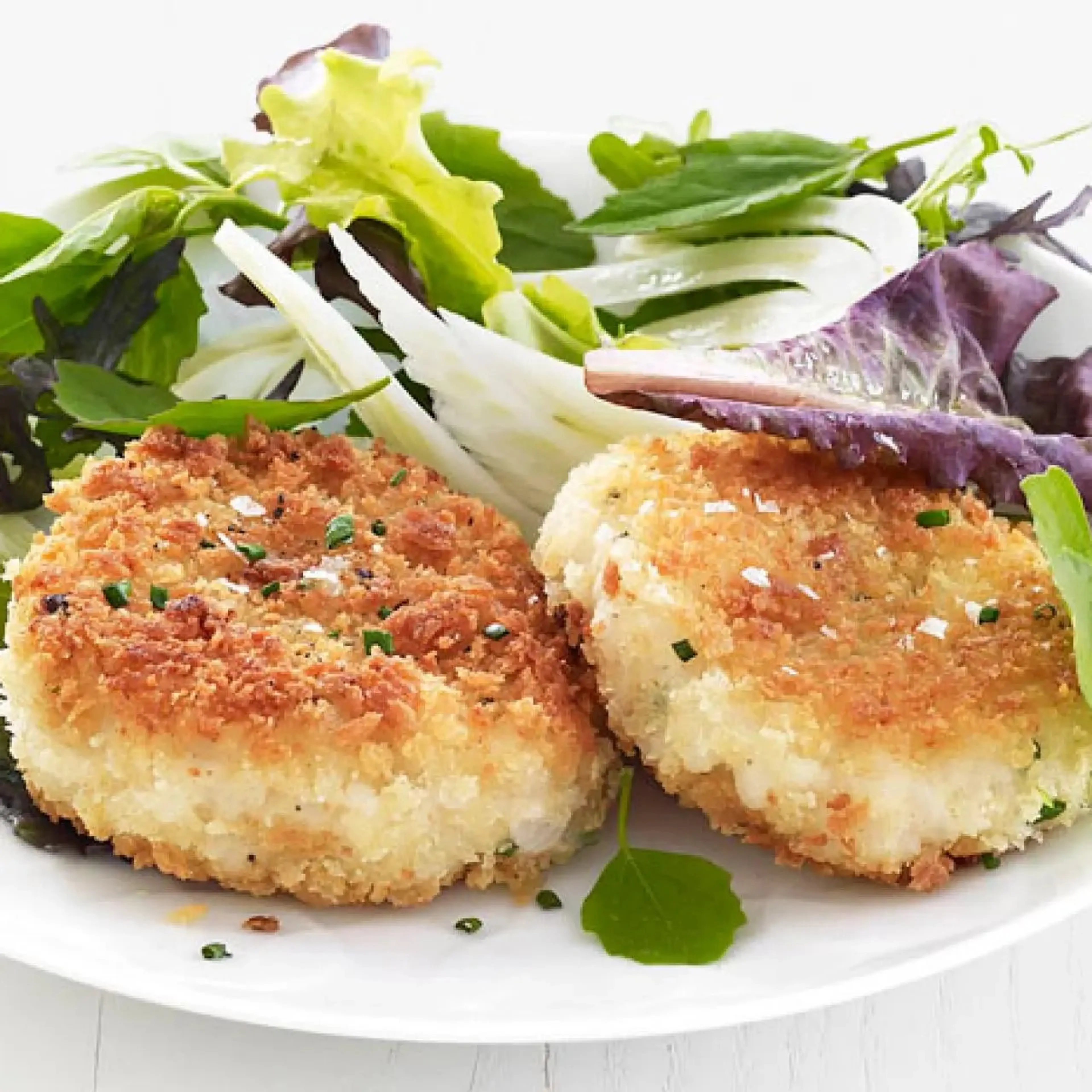 Risotto Cakes with Mixed Greens