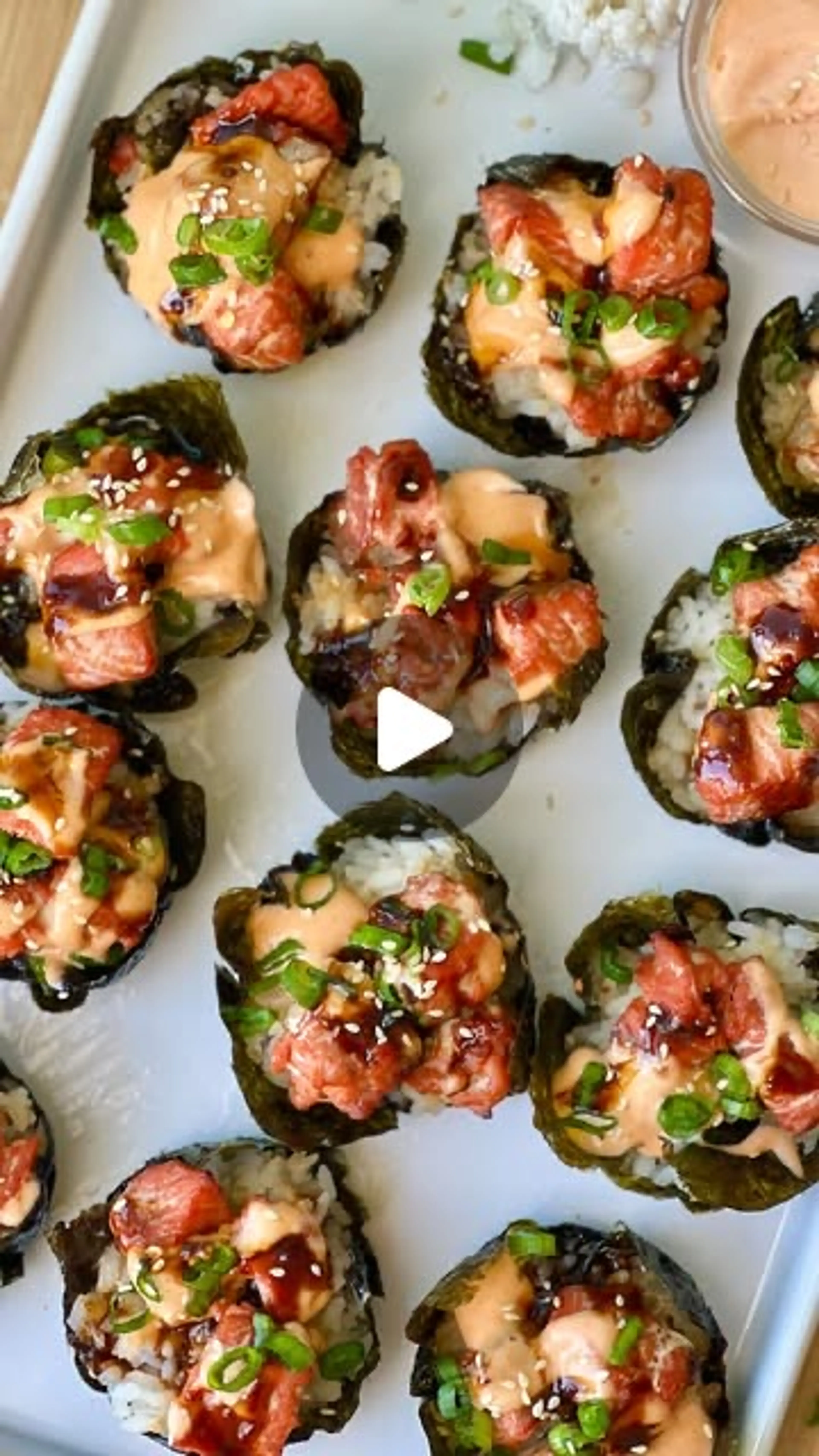 Baked Spicy Salmon Sushi Cups