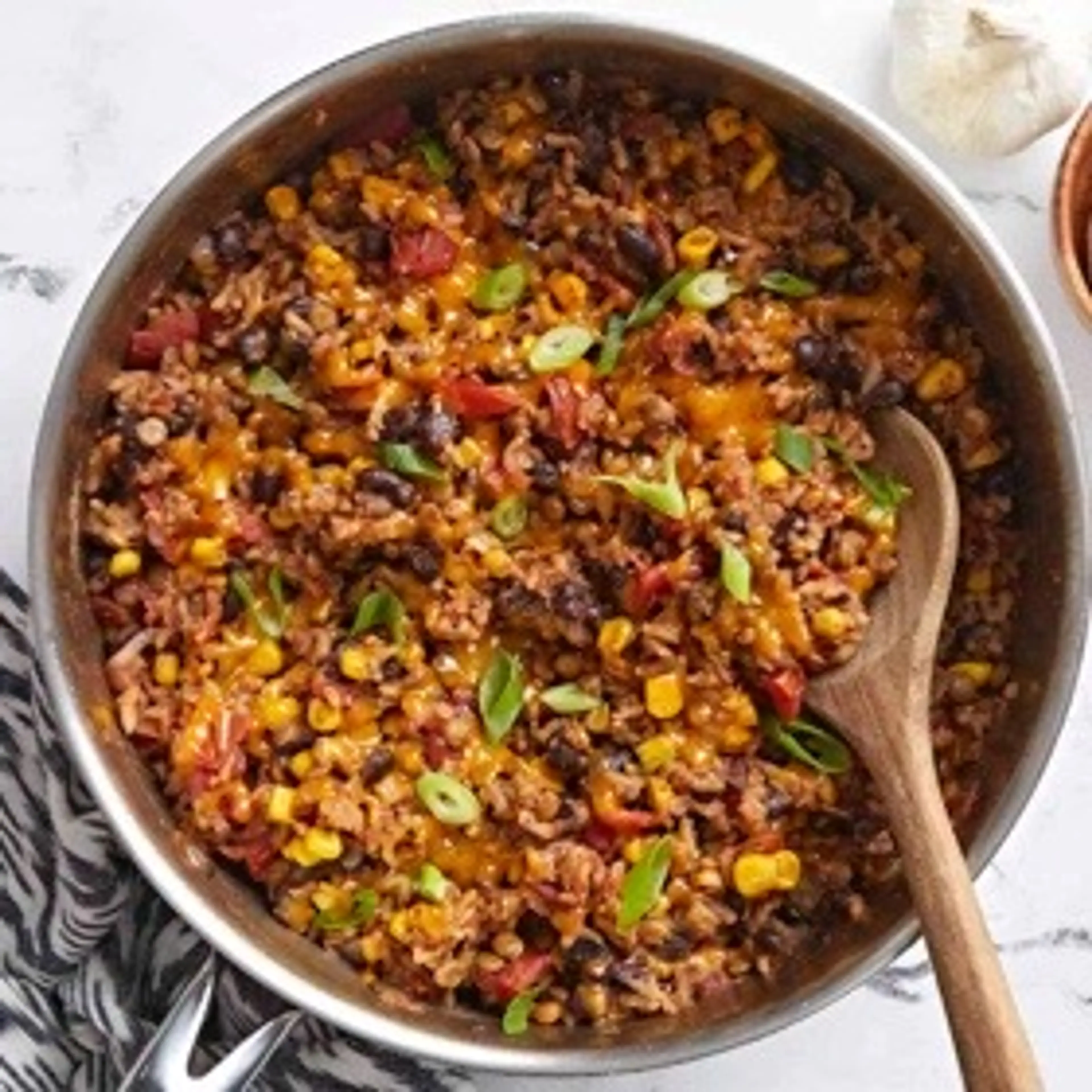 Southwest Lentils and Rice Skillet