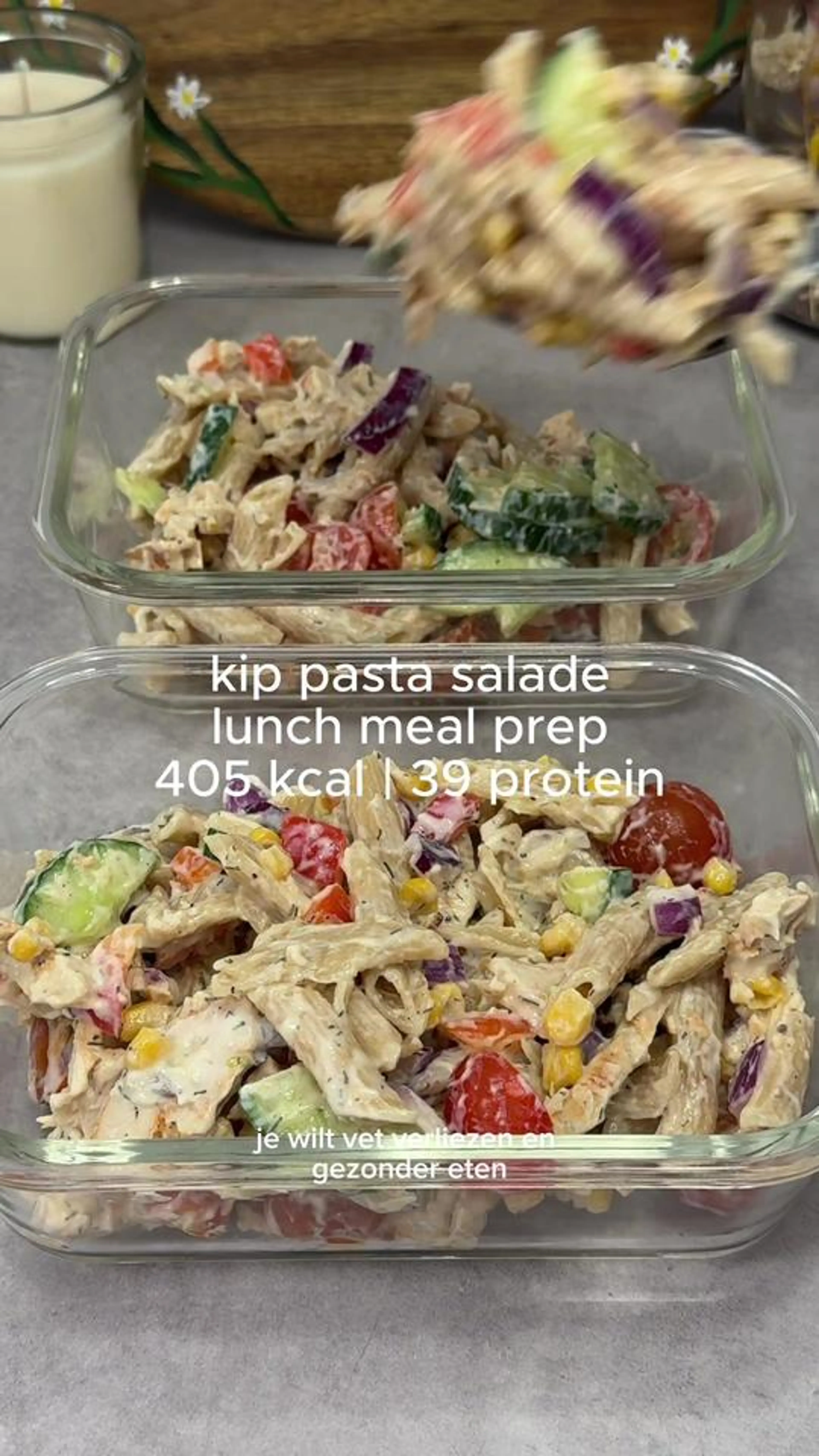Makkelijke Kip Pasta Mealprep Lunch Salade
