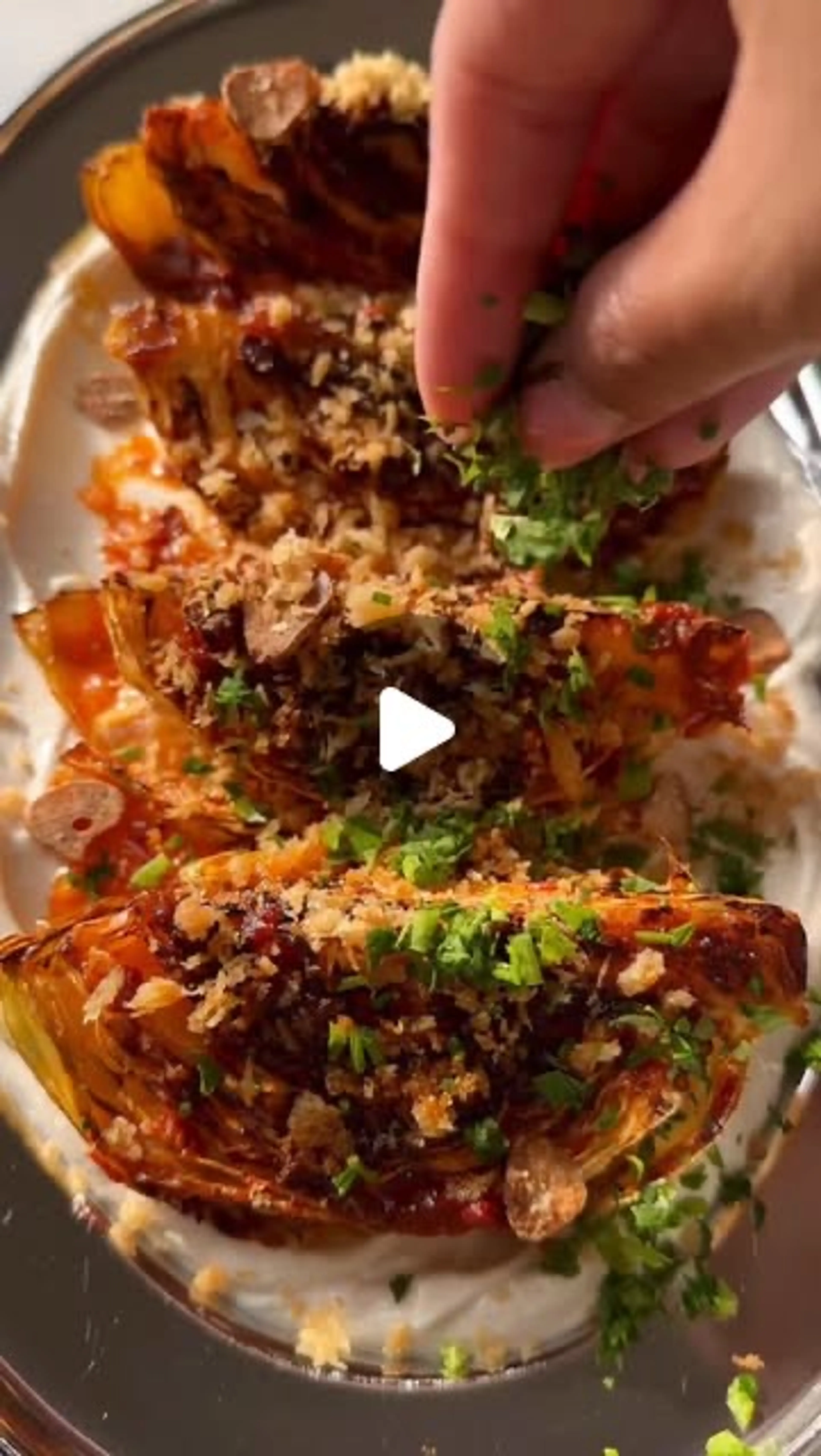 Roasted Harissa Cabbage w/ yogurt tahini