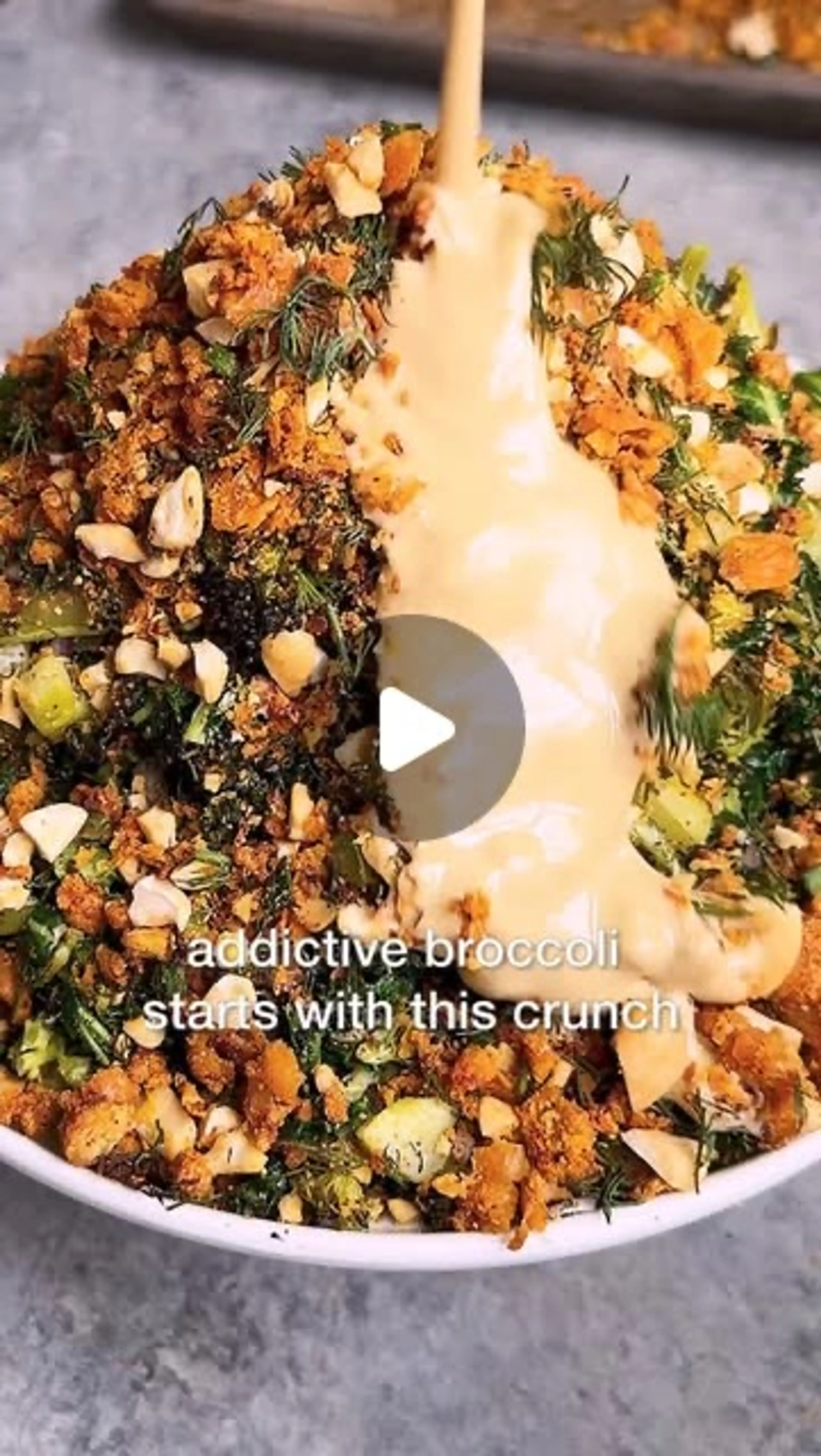 Roasted Broccoli Salad W/ Chickpea Crunch & Lemon