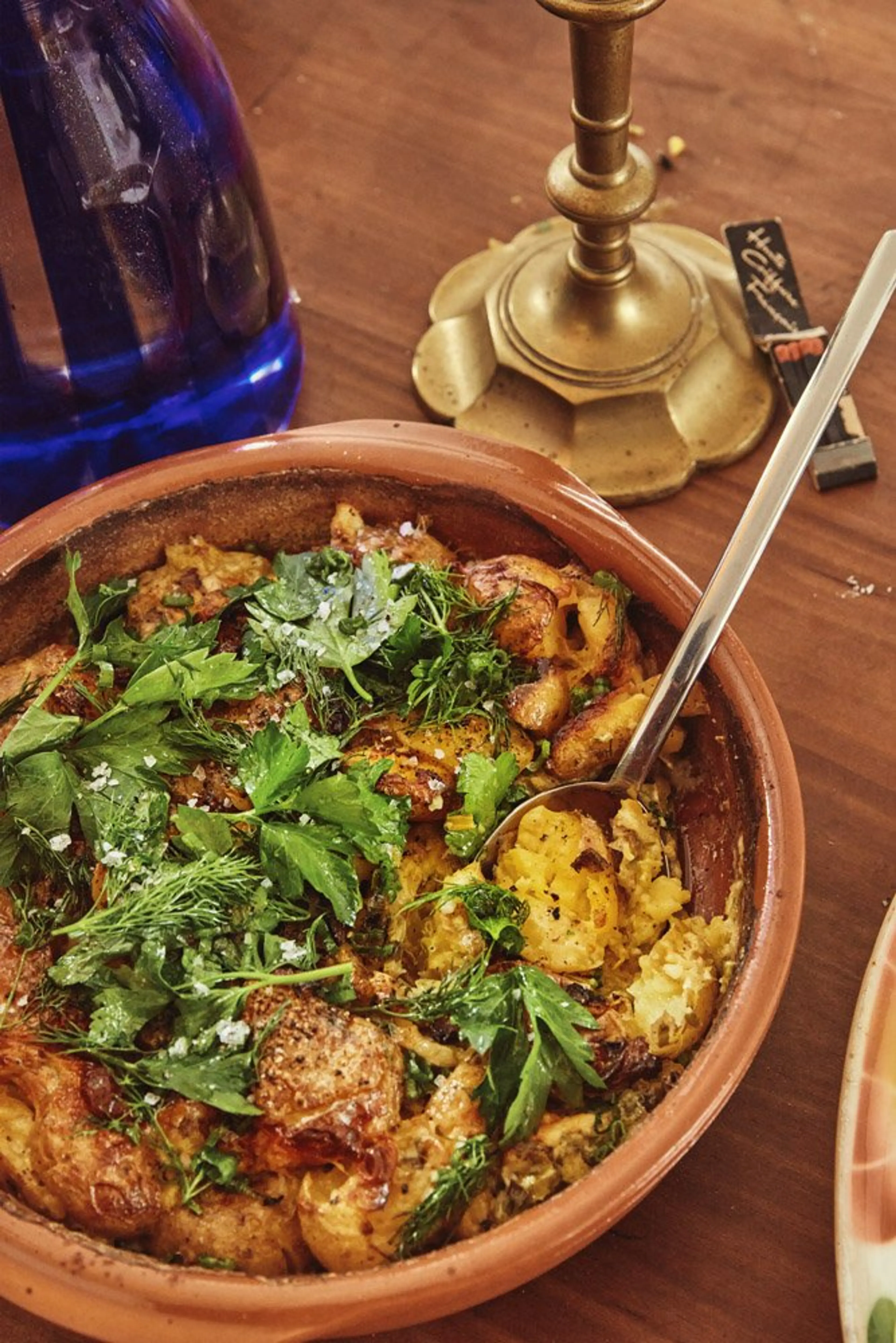 Crushed Potato Gratin with Scallion and Herbs