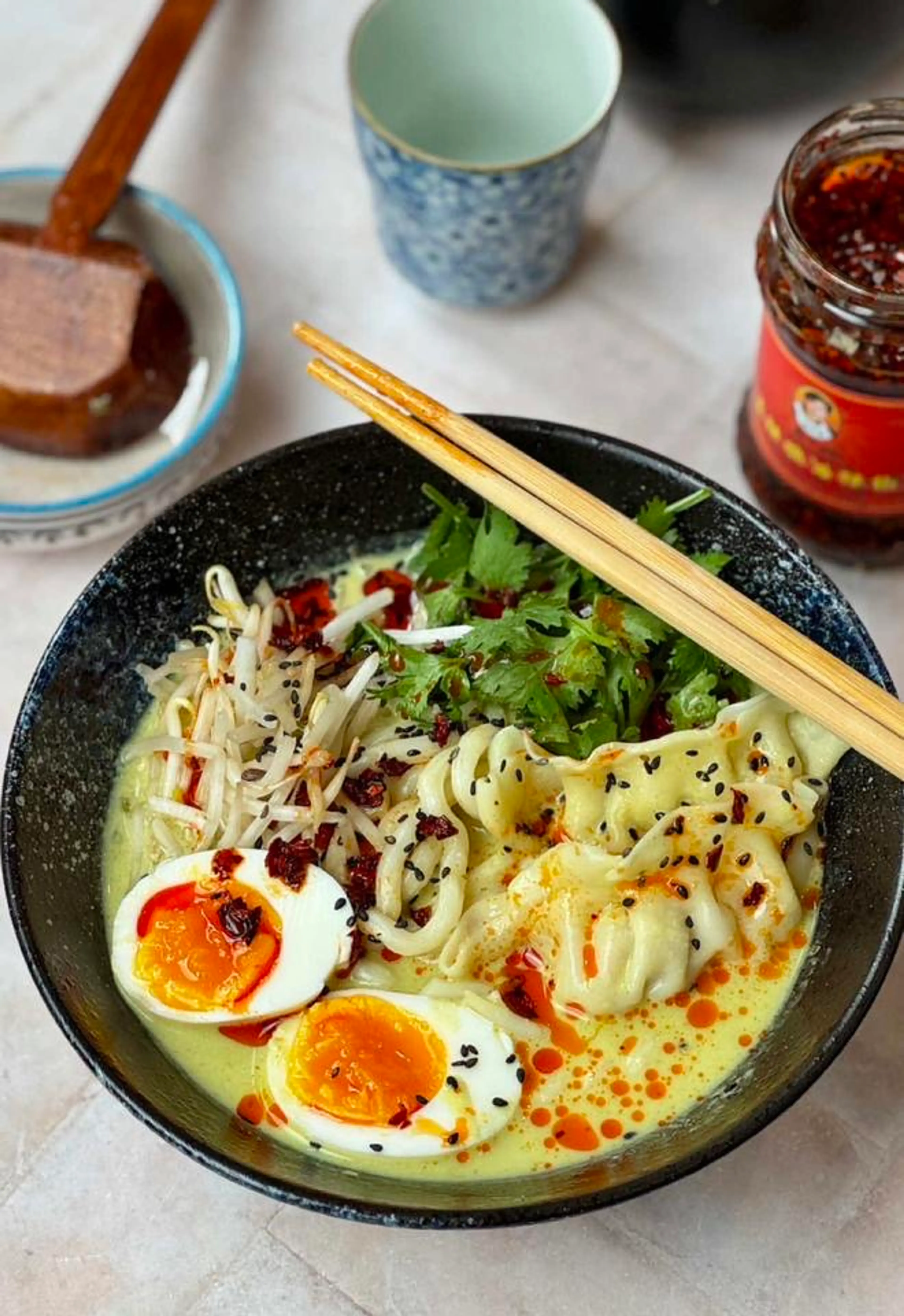 Thai Green Noodle Dumpling Soup