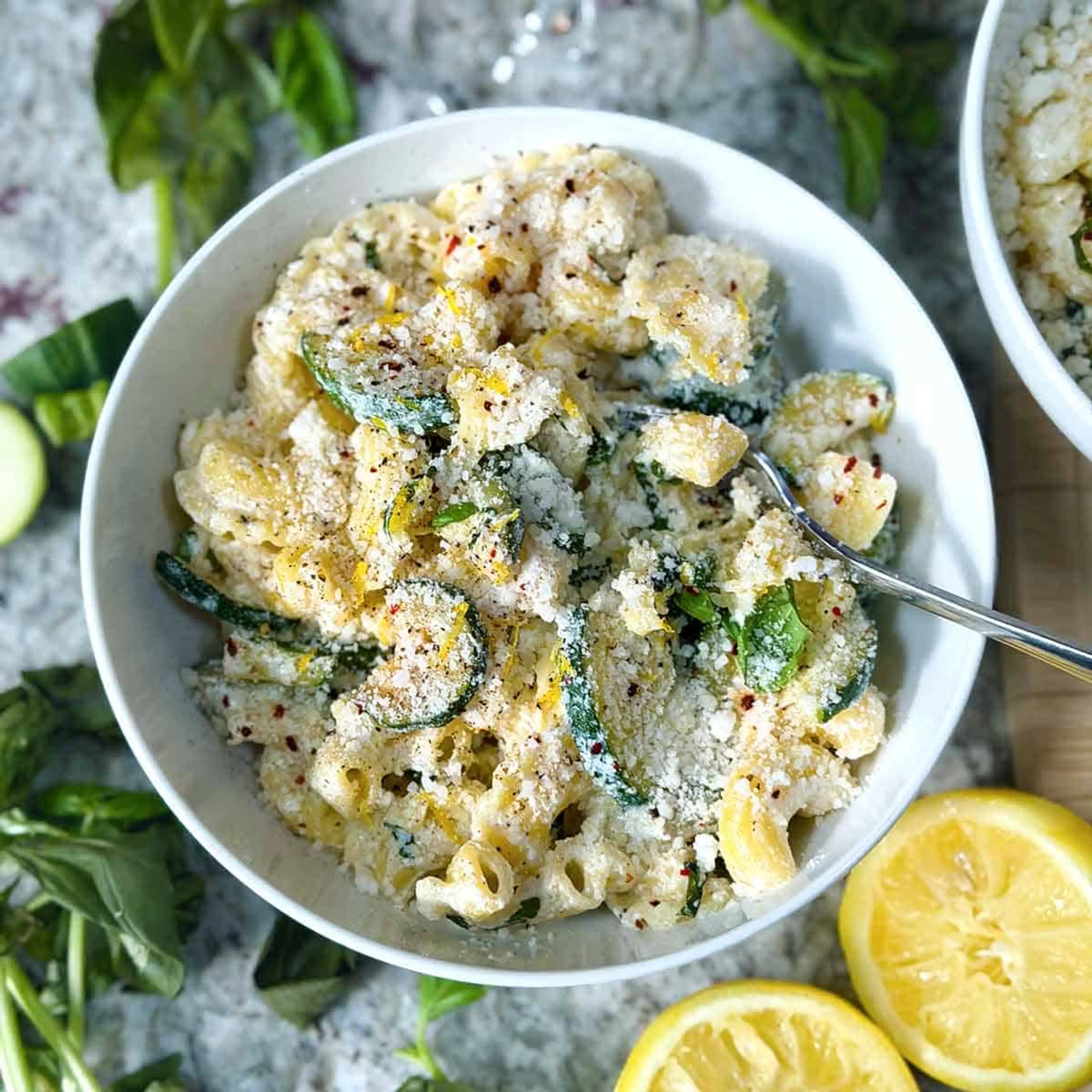 Lemon Ricotta Pasta with Zucchini and Basil