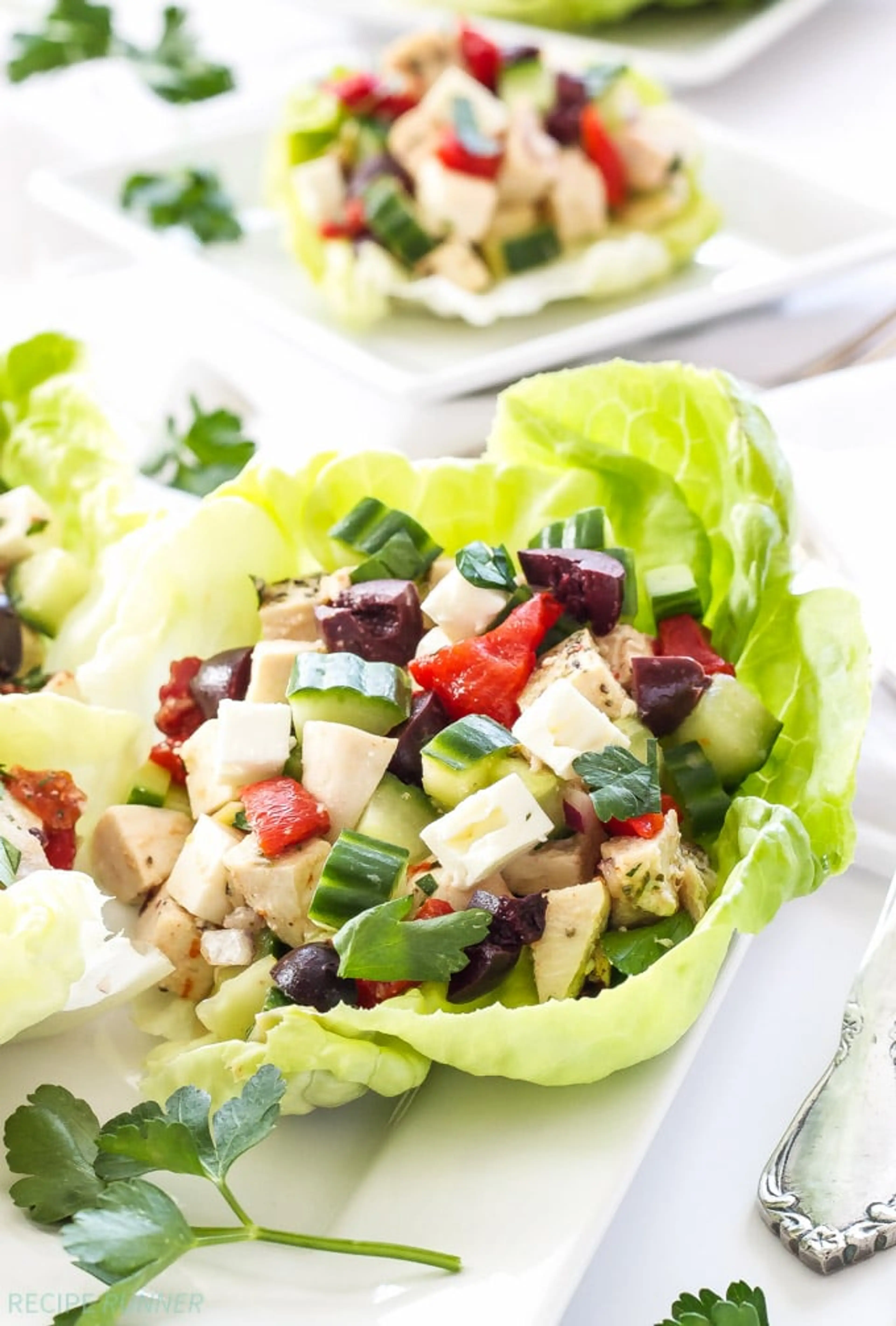Greek Chicken Salad Lettuce Cups
