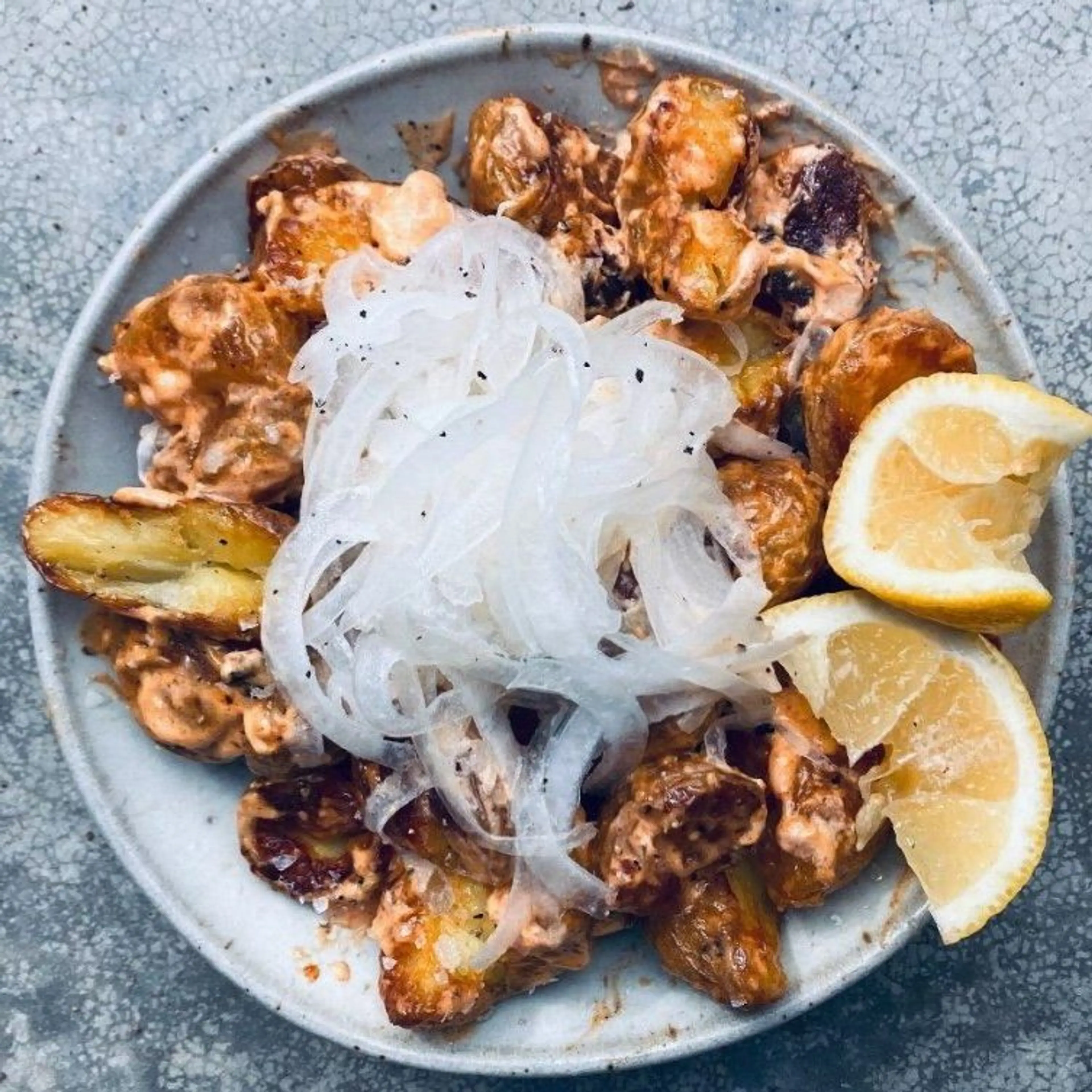 CRISPY SMOTHERED POTATOES