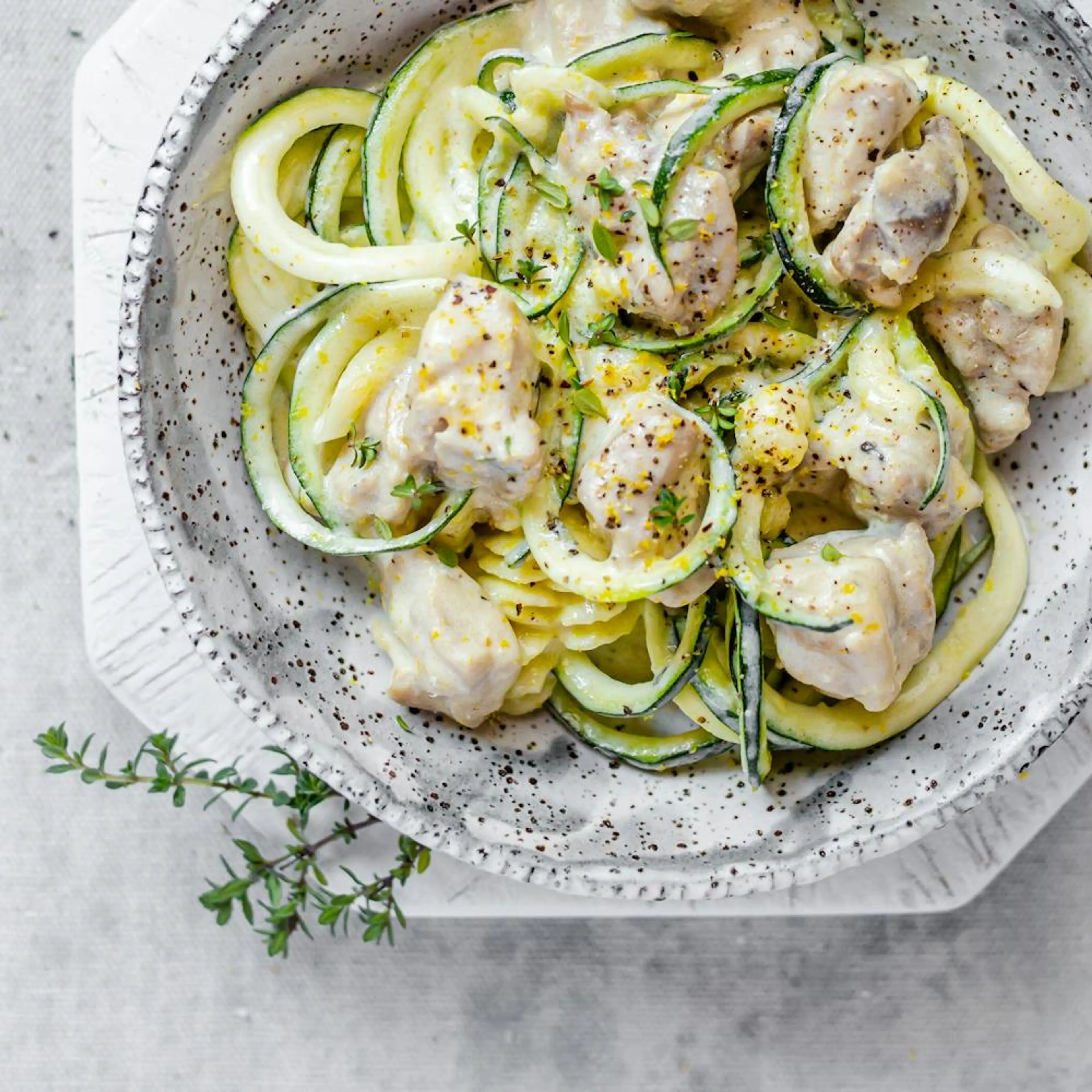 Keto chicken zoodle al limone