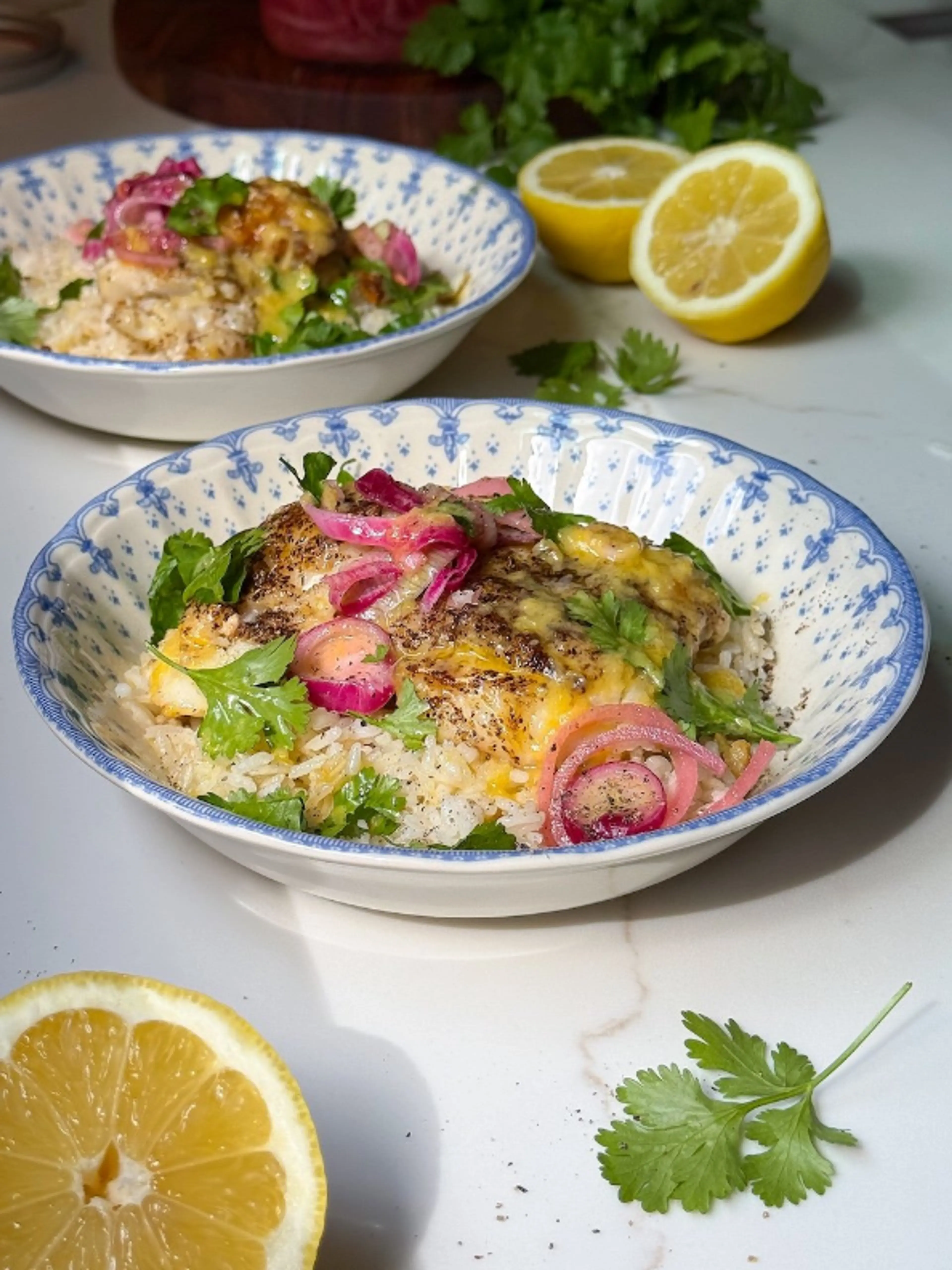 Citrusy Lemon Butter Pan Fried Cod + Coconut Rice
