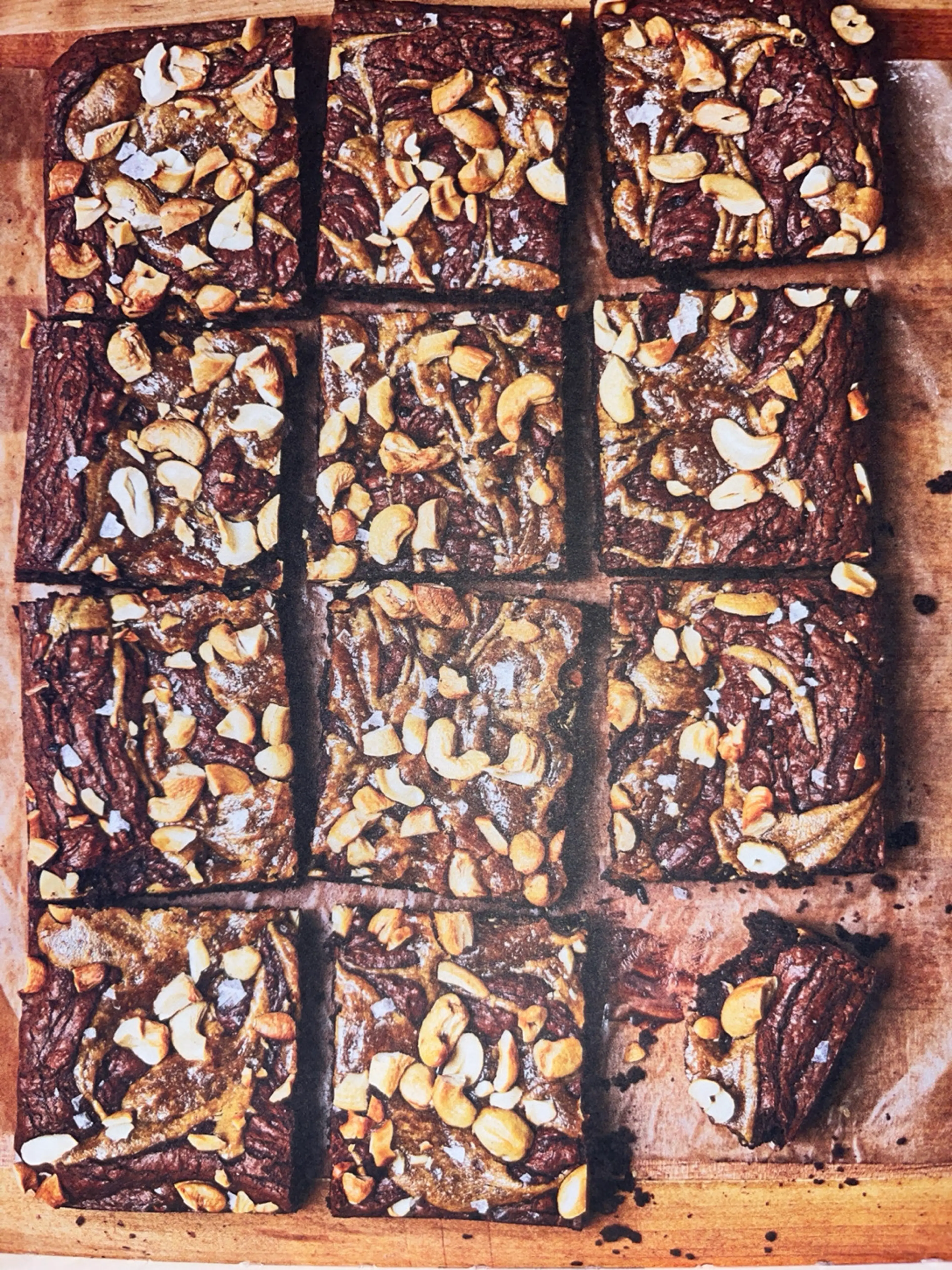 Chocolate Rye Brownies with Cashew Swirl