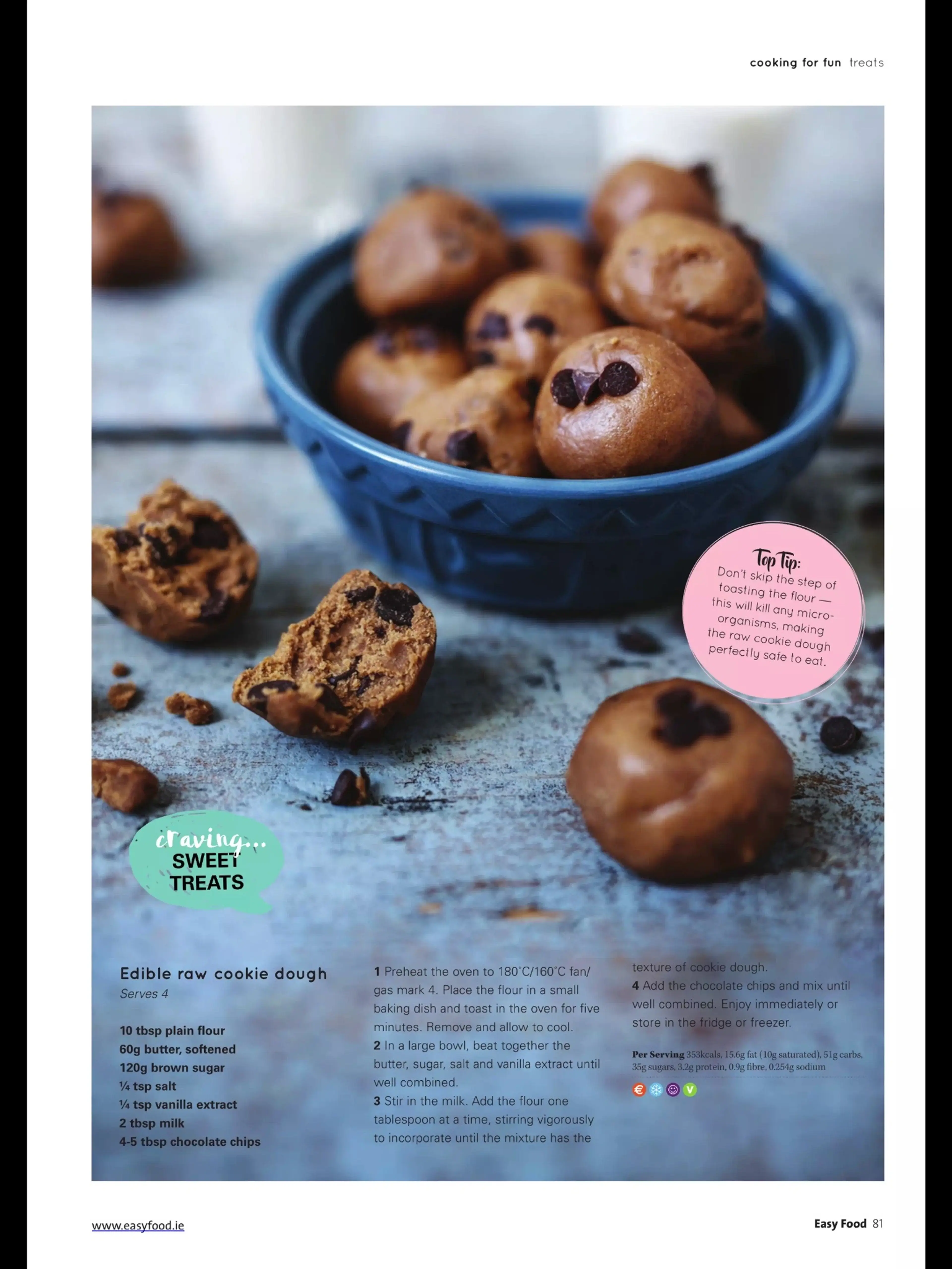 Edible raw cookie dough