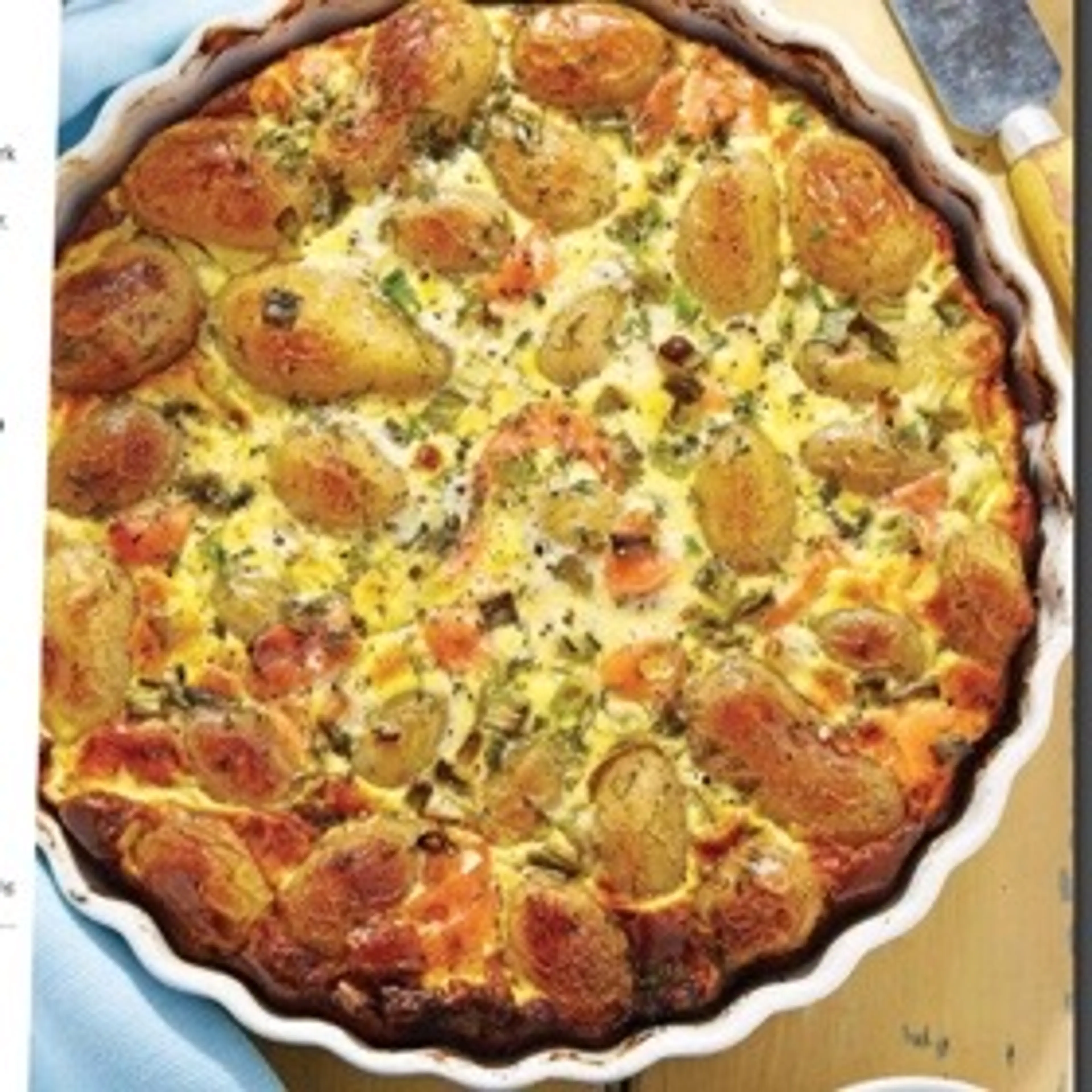 CRUSTLESS SMOKED SALMON AND NEW POTATO QUICHE