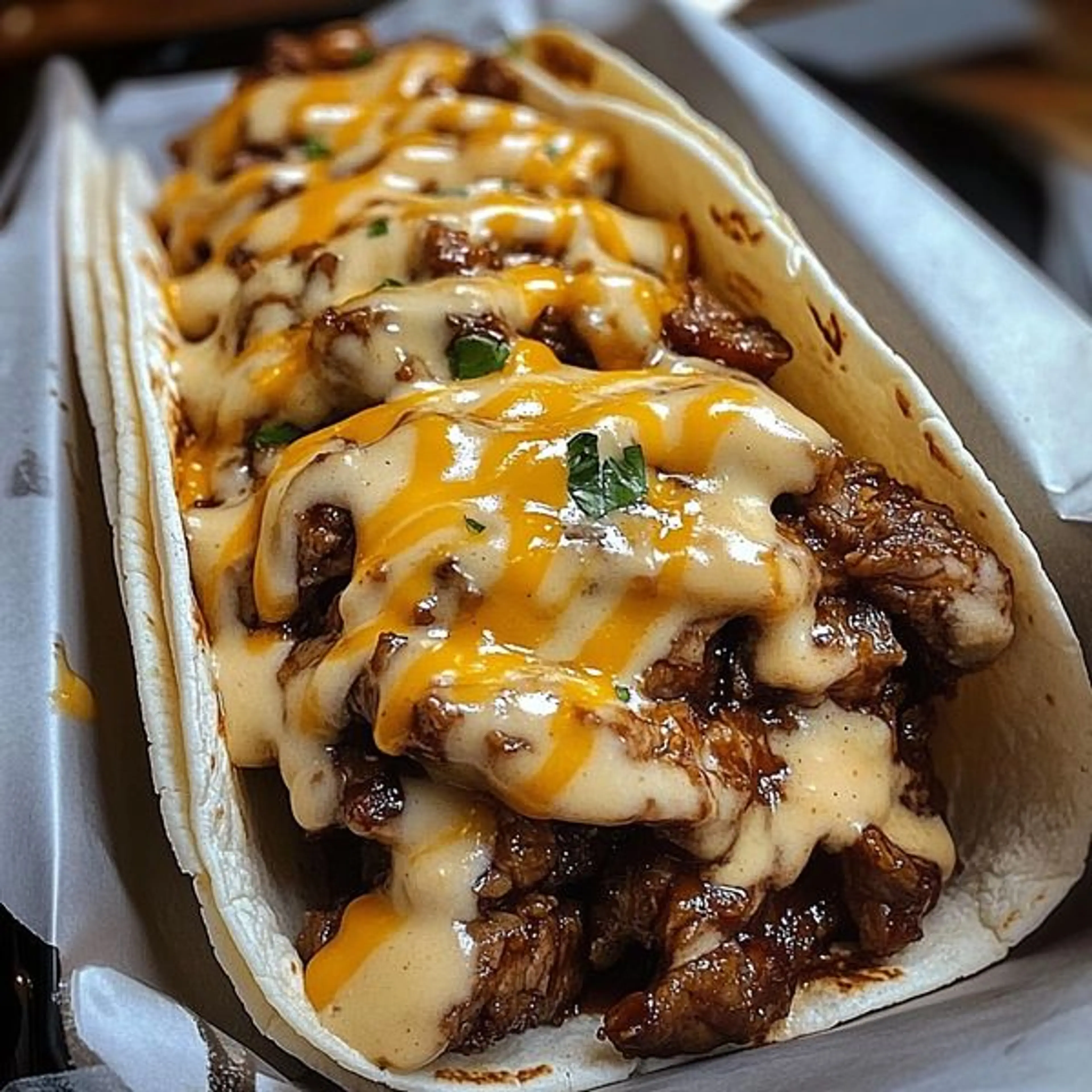 Garlic Butter Honey Bbq Beef Tacos