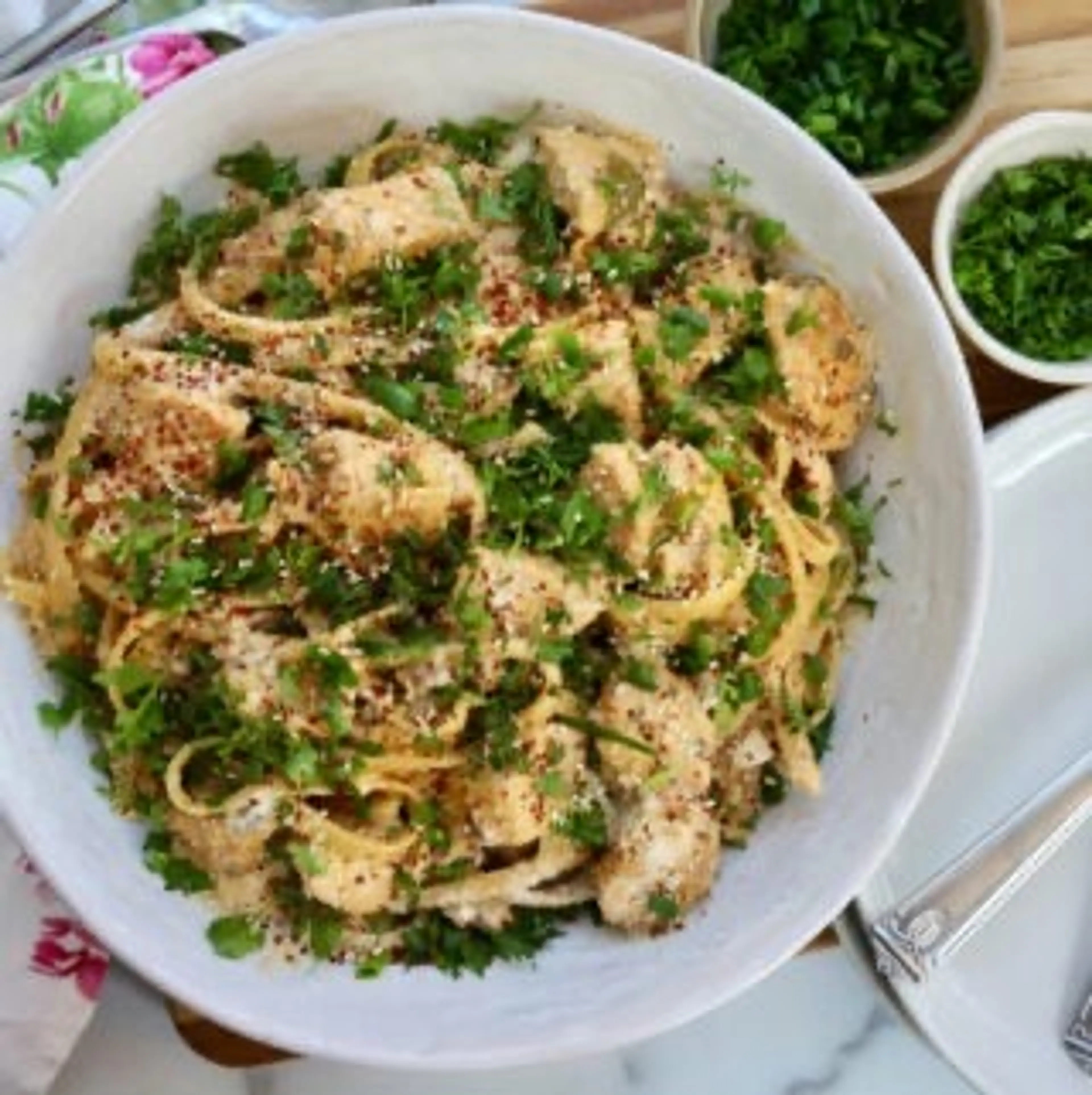 Korean Chicken Fettuccine Noodles