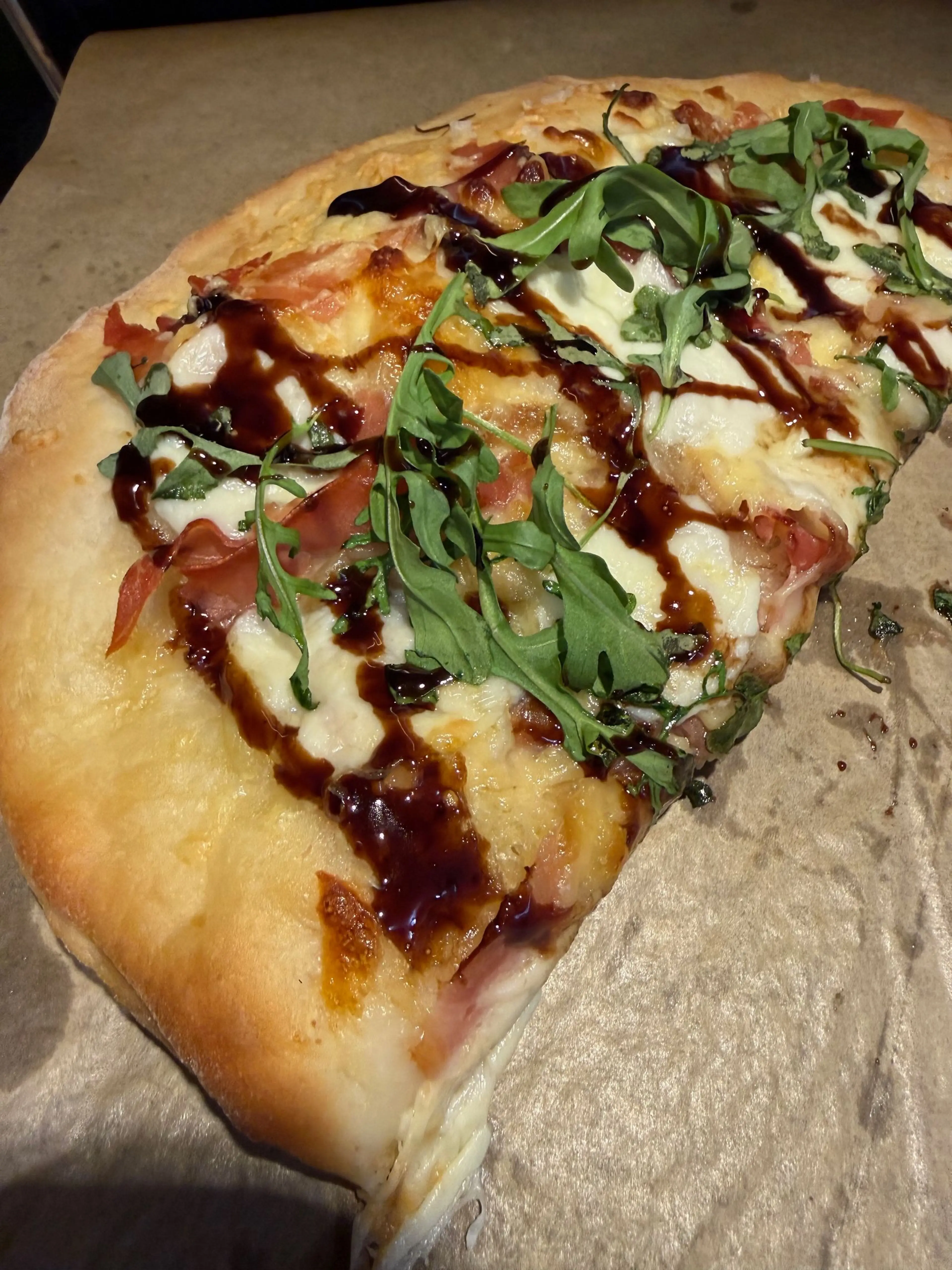 Prosciutto, Arugula, Shallot Pizza