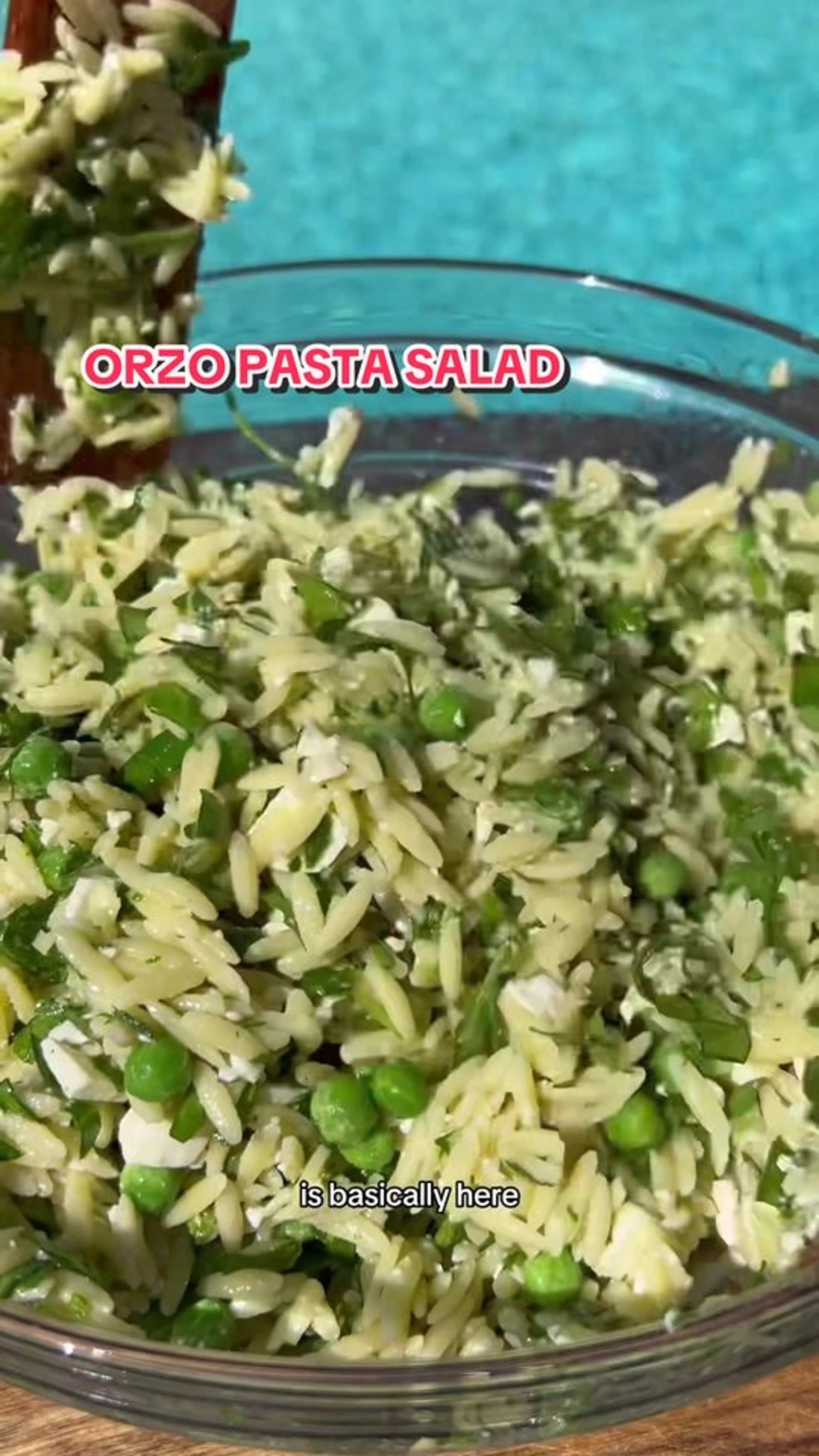 Easy Orzo Pasta Salad with Peas, Feta, Spinach and Arugula I