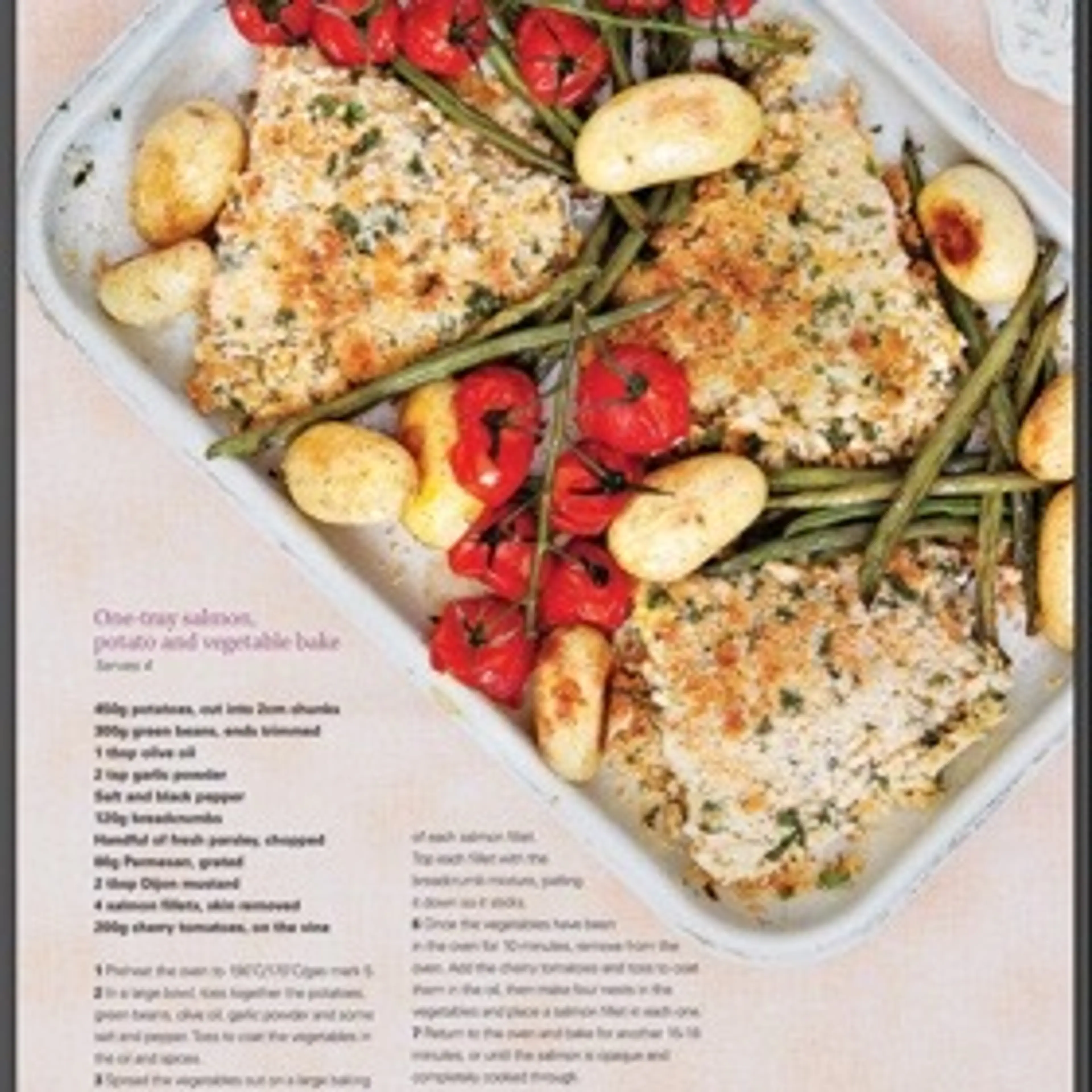 One-tray salmon, potato and vegetable bake