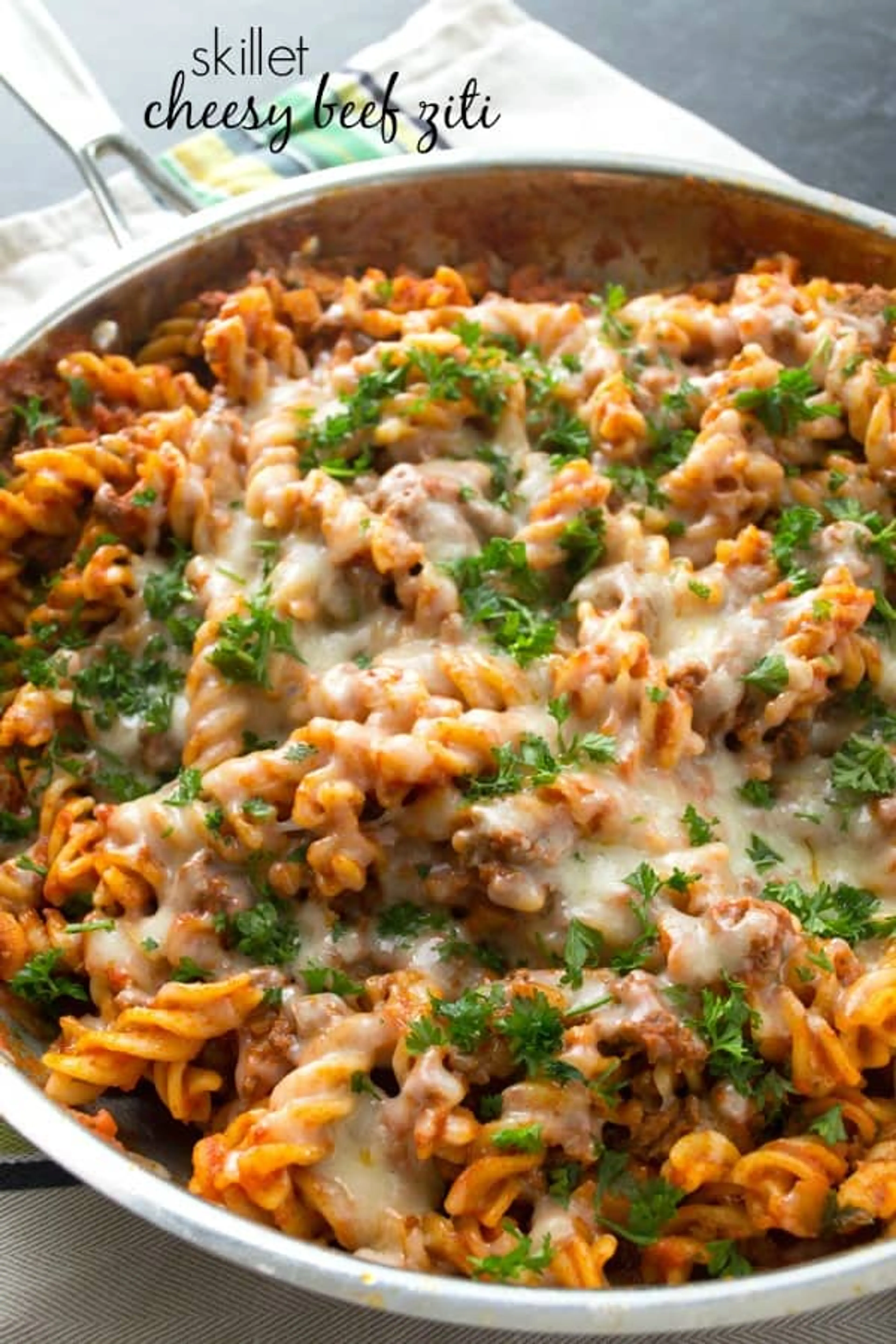 Skillet Cheesy Beef Ziti