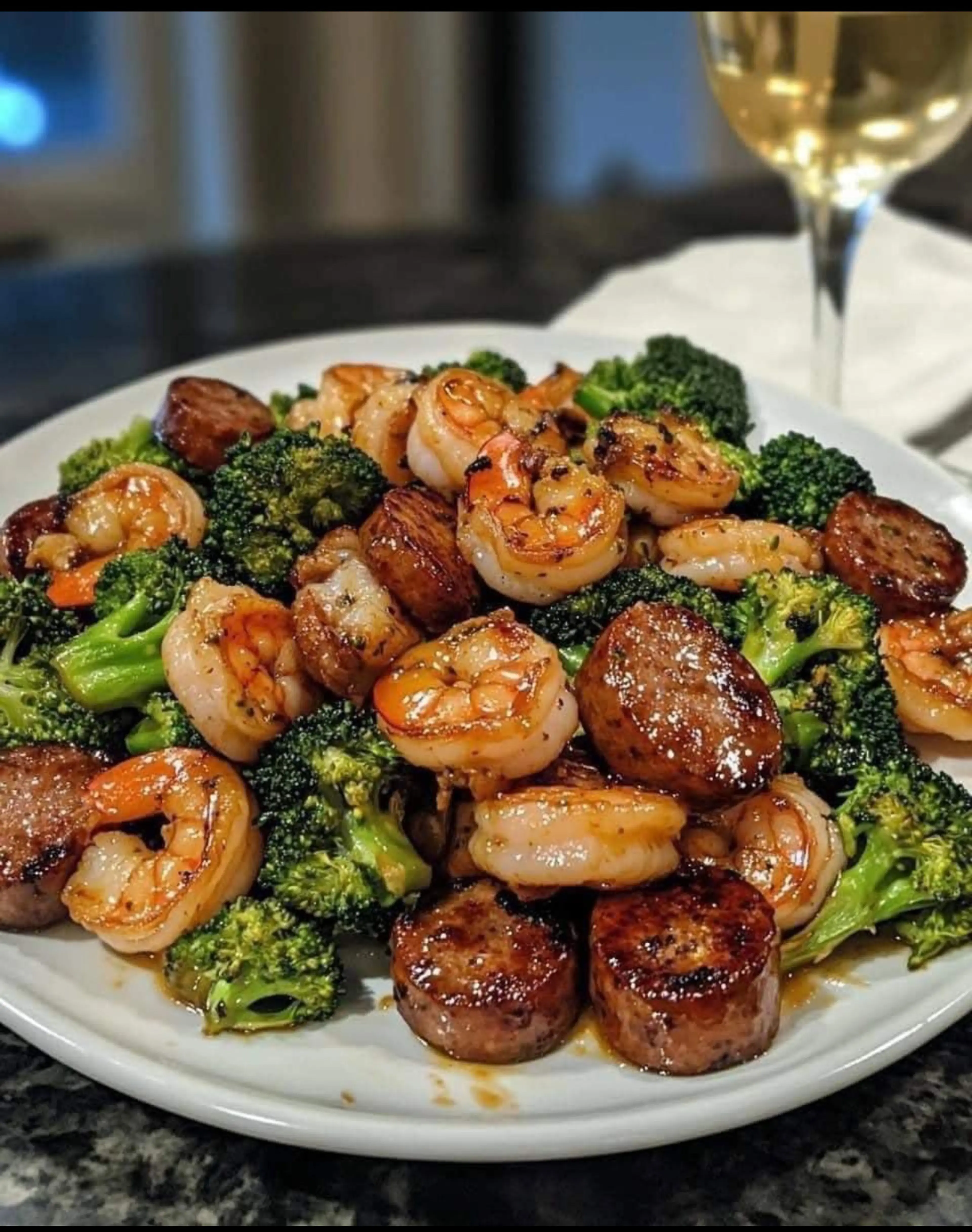 Honey Garlic Shrimp, Sausage, And Broccoli