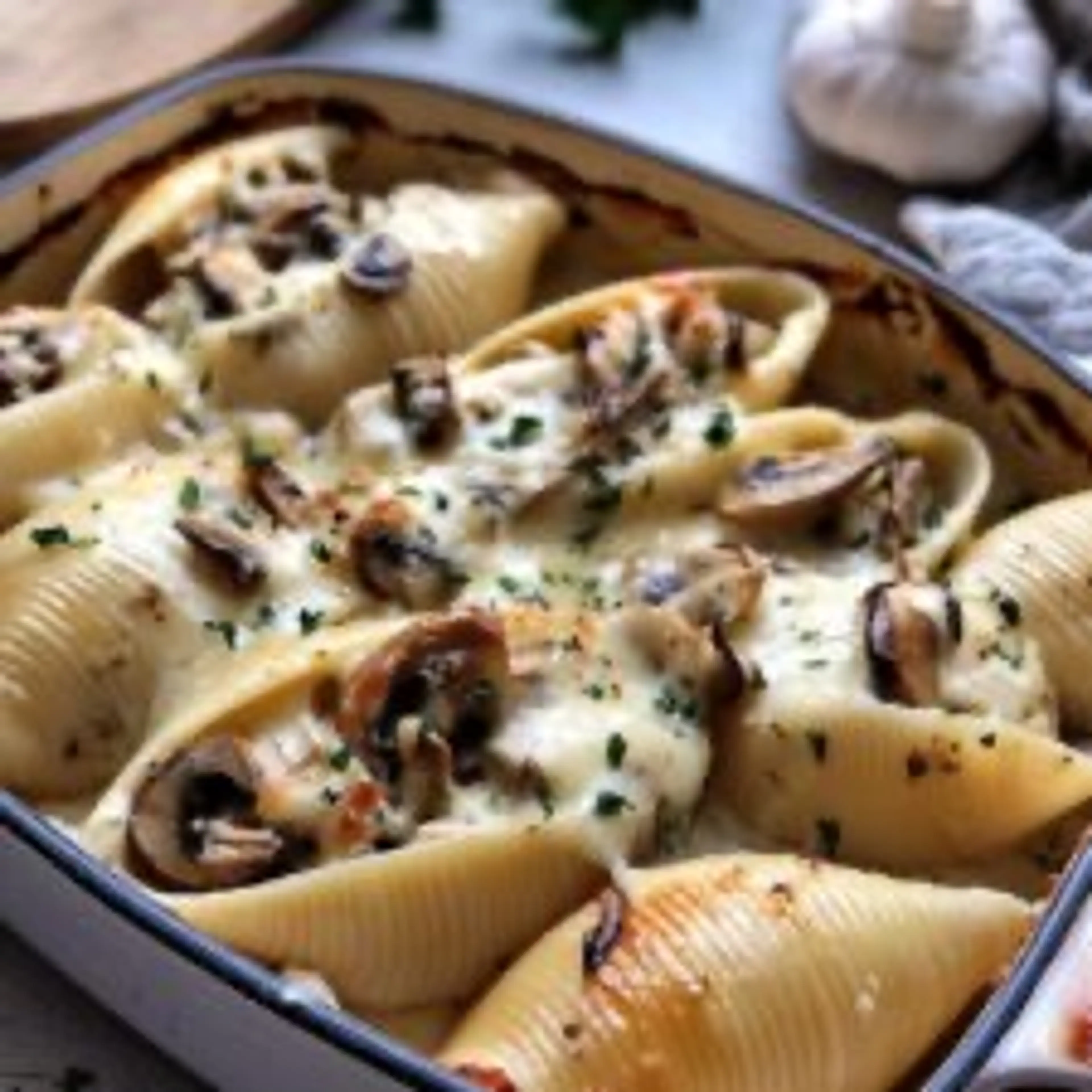 Creamy Garlic Mushroom Stuffed Shells