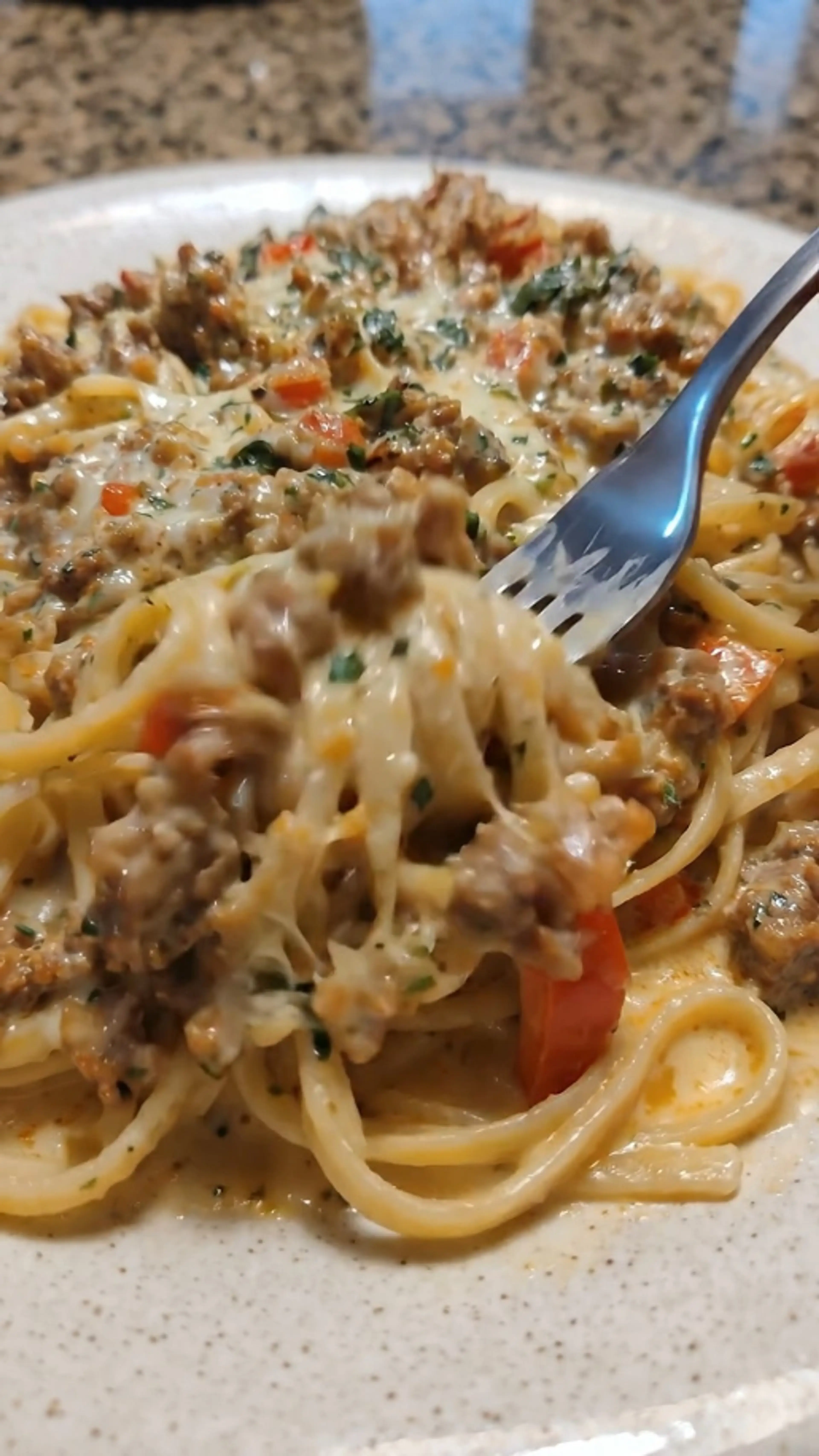 Garlic Butter Beef Linguine in Creamy Parmesan Sauce