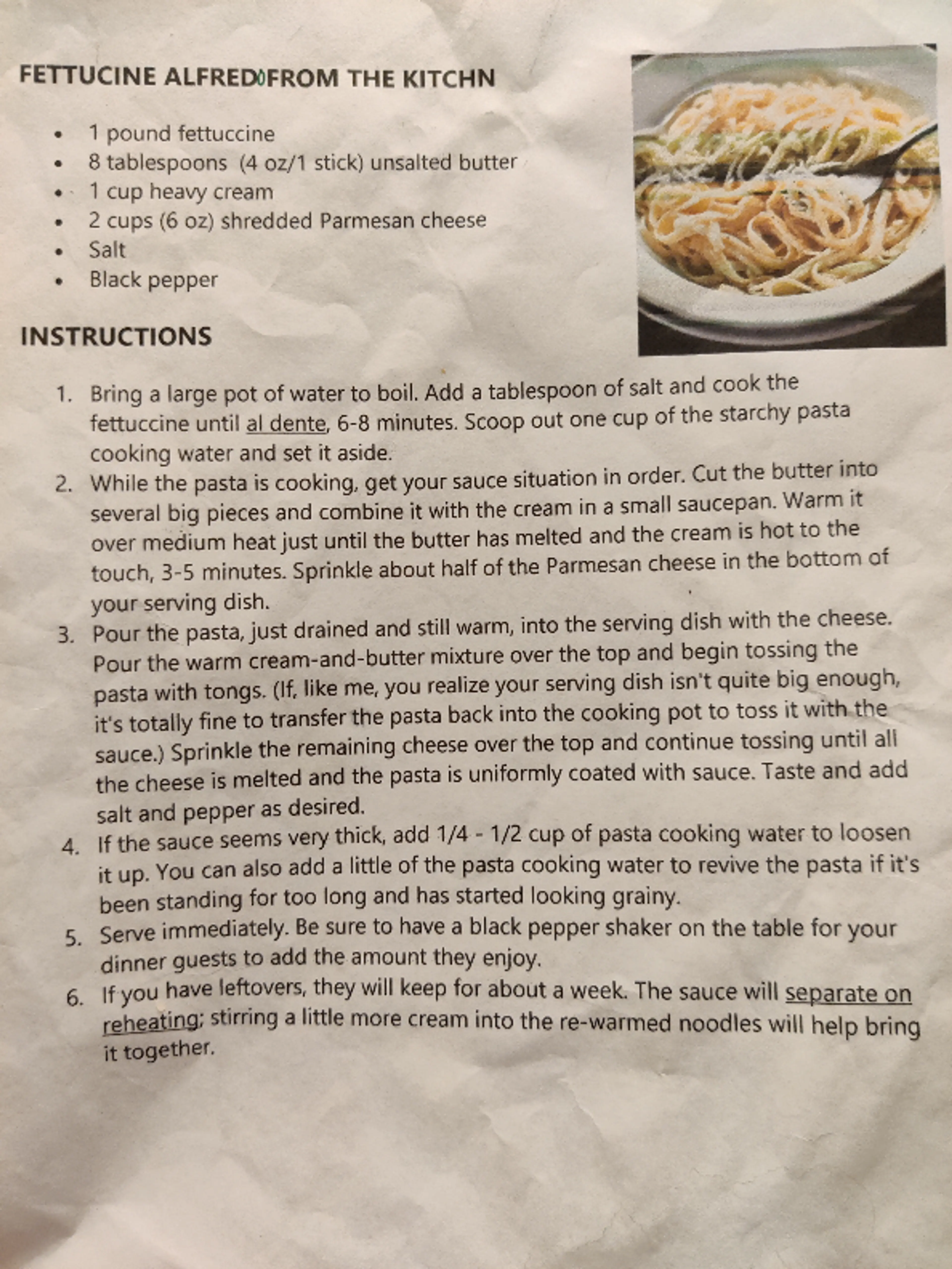Fettuccine Alfredo