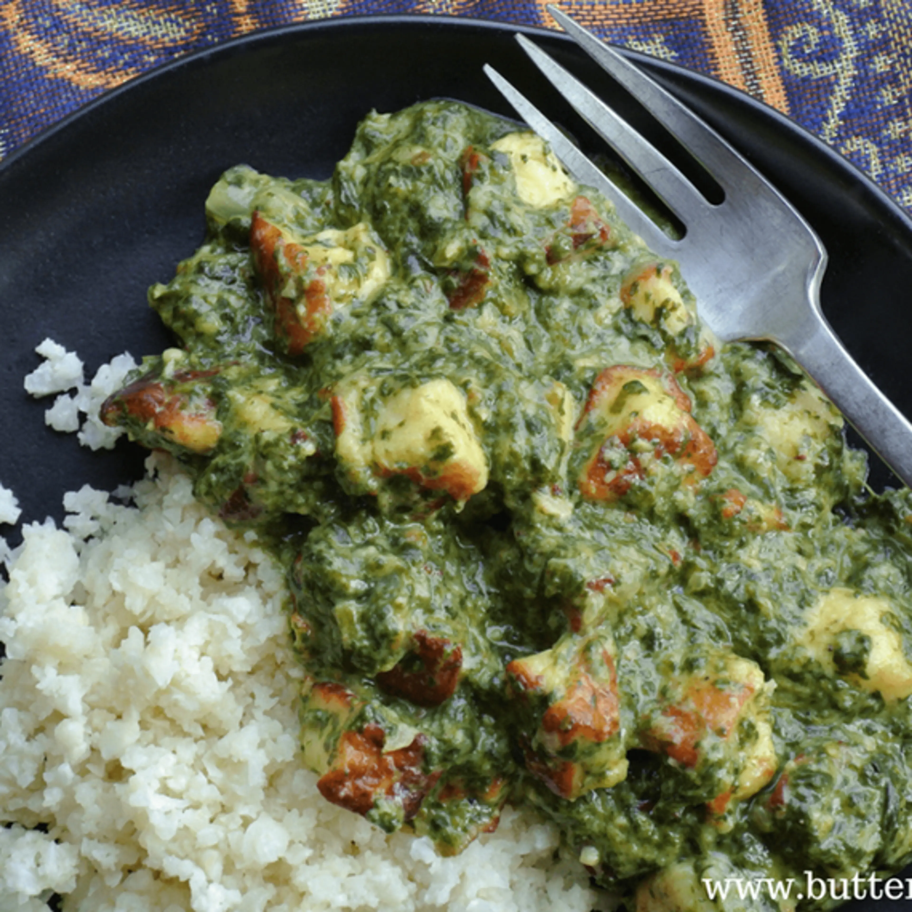 Saag Paneer With Cauliflower Rice