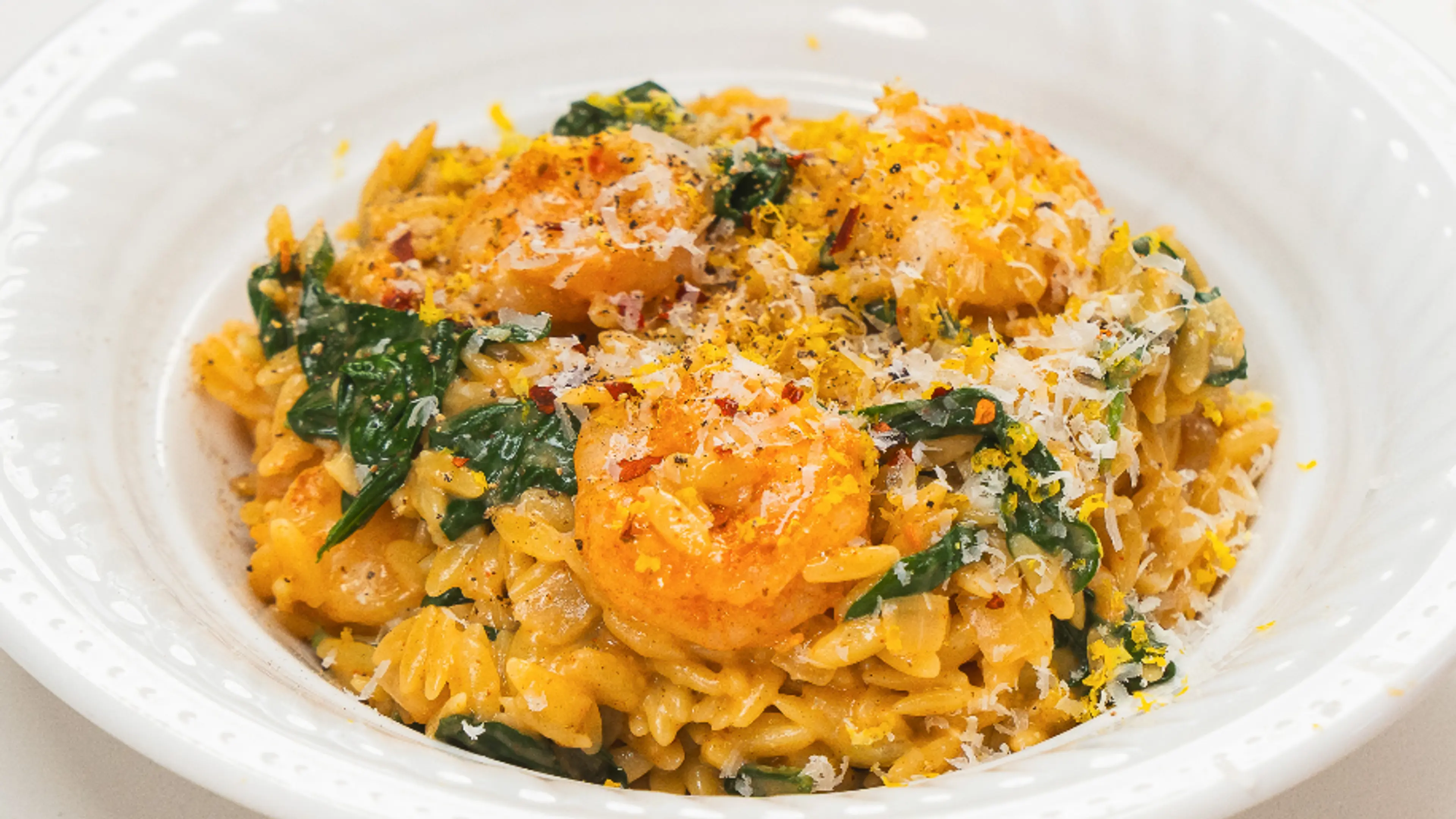 One Pan Creamy Garlic Shrimp Orzo