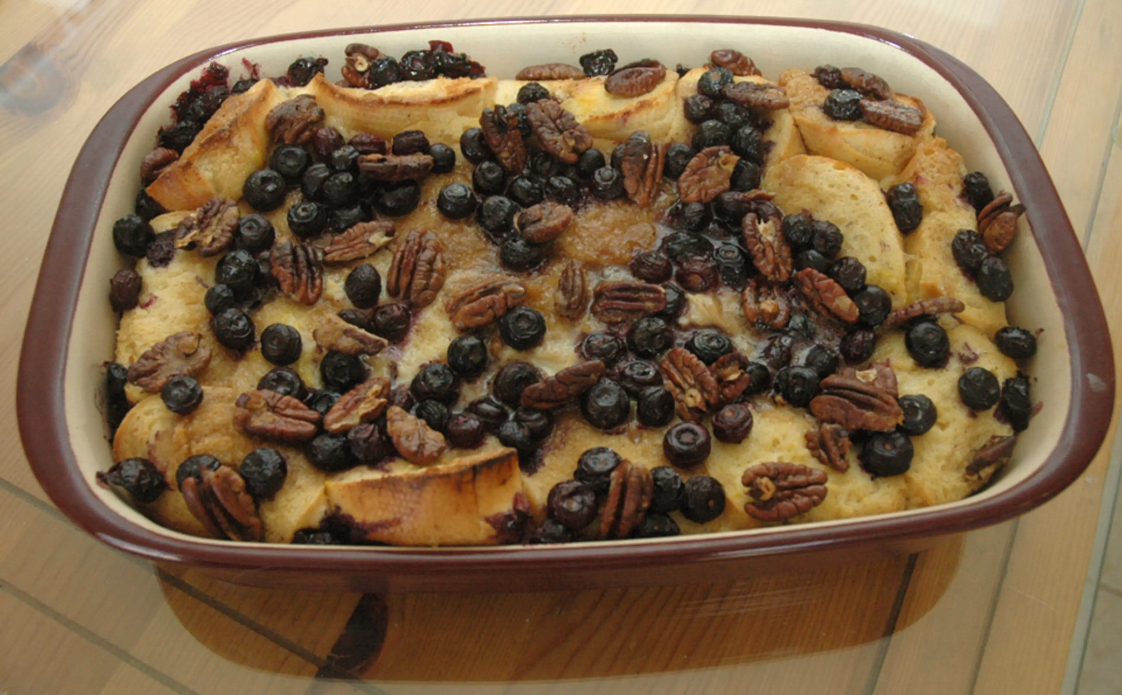 Baked Blueberry-Pecan French Toast With Blueberry Syrup