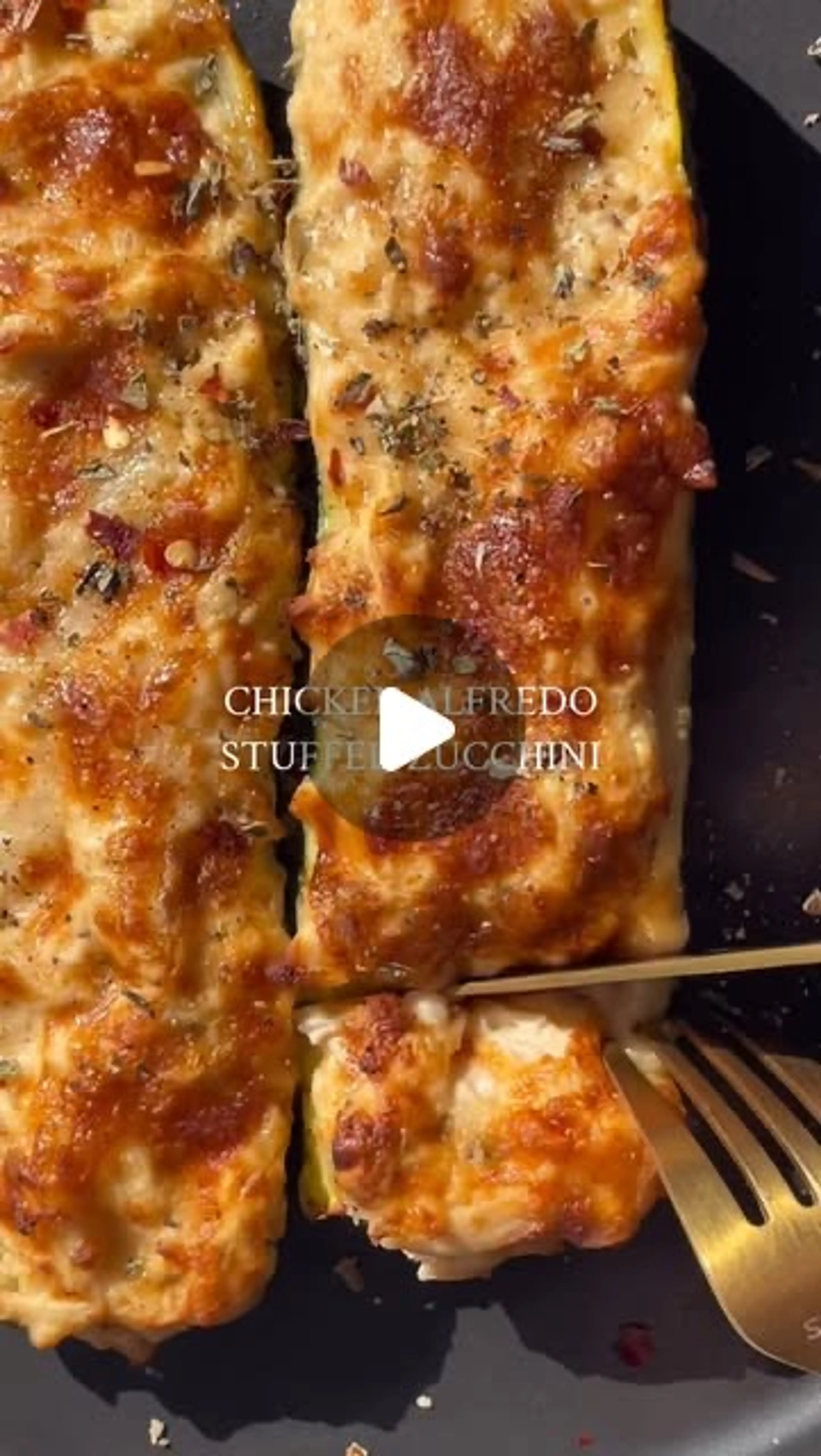 Chicken Alfredo Stuffed Zucchini