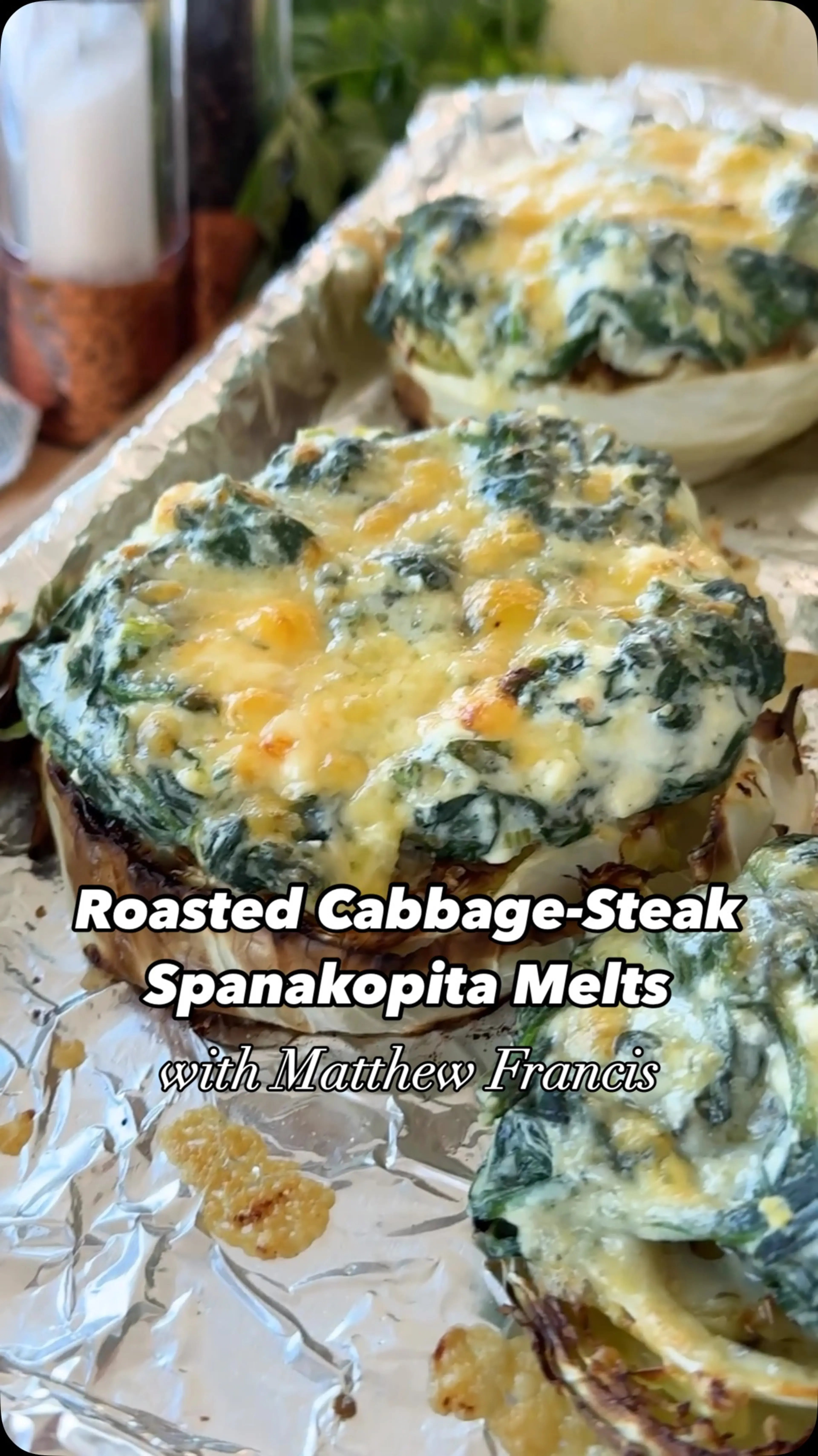 Roasted Cabbage-steak Spanakopita Melt