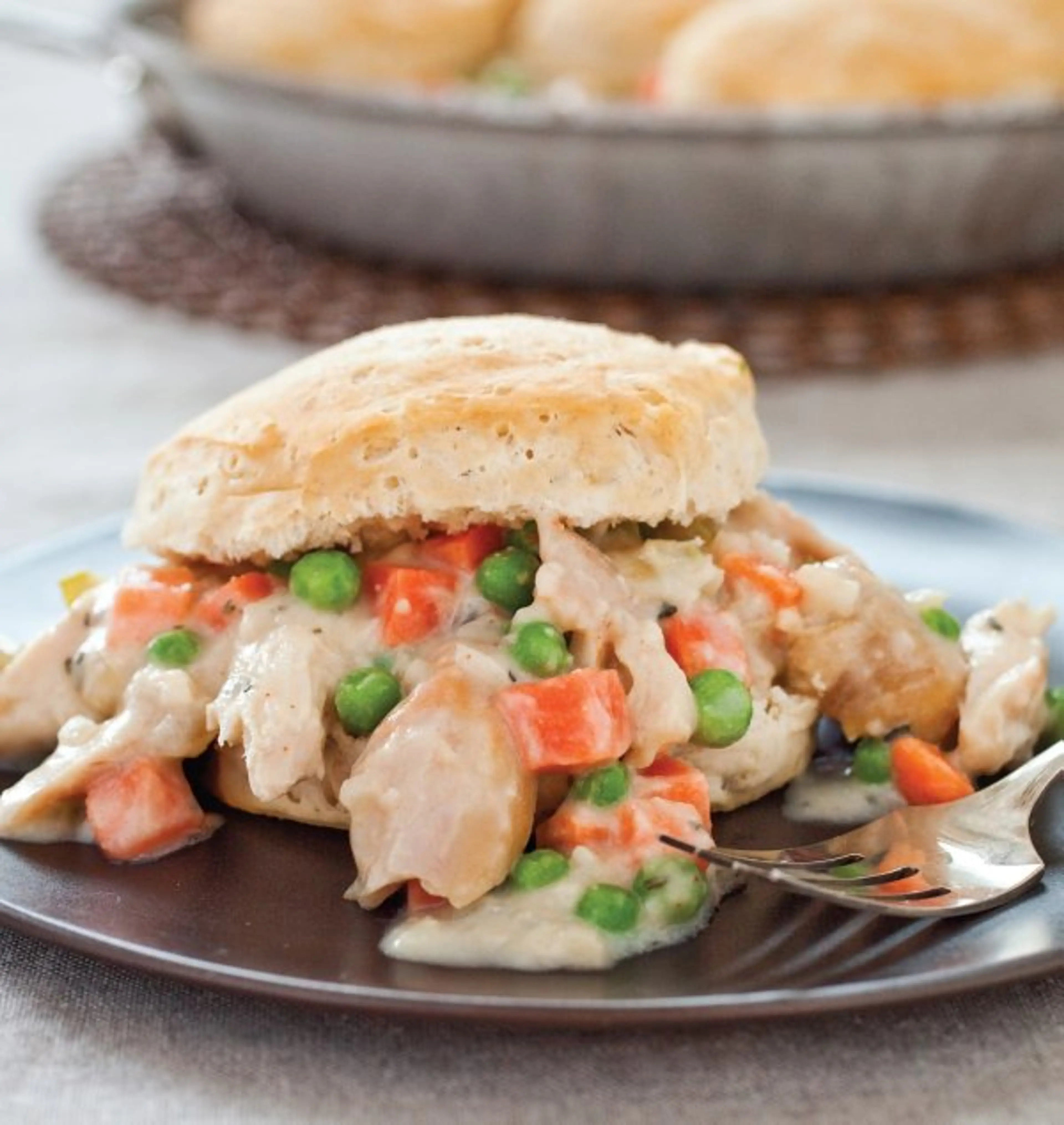 Skillet Chicken Pot Pie with Biscuit Topping