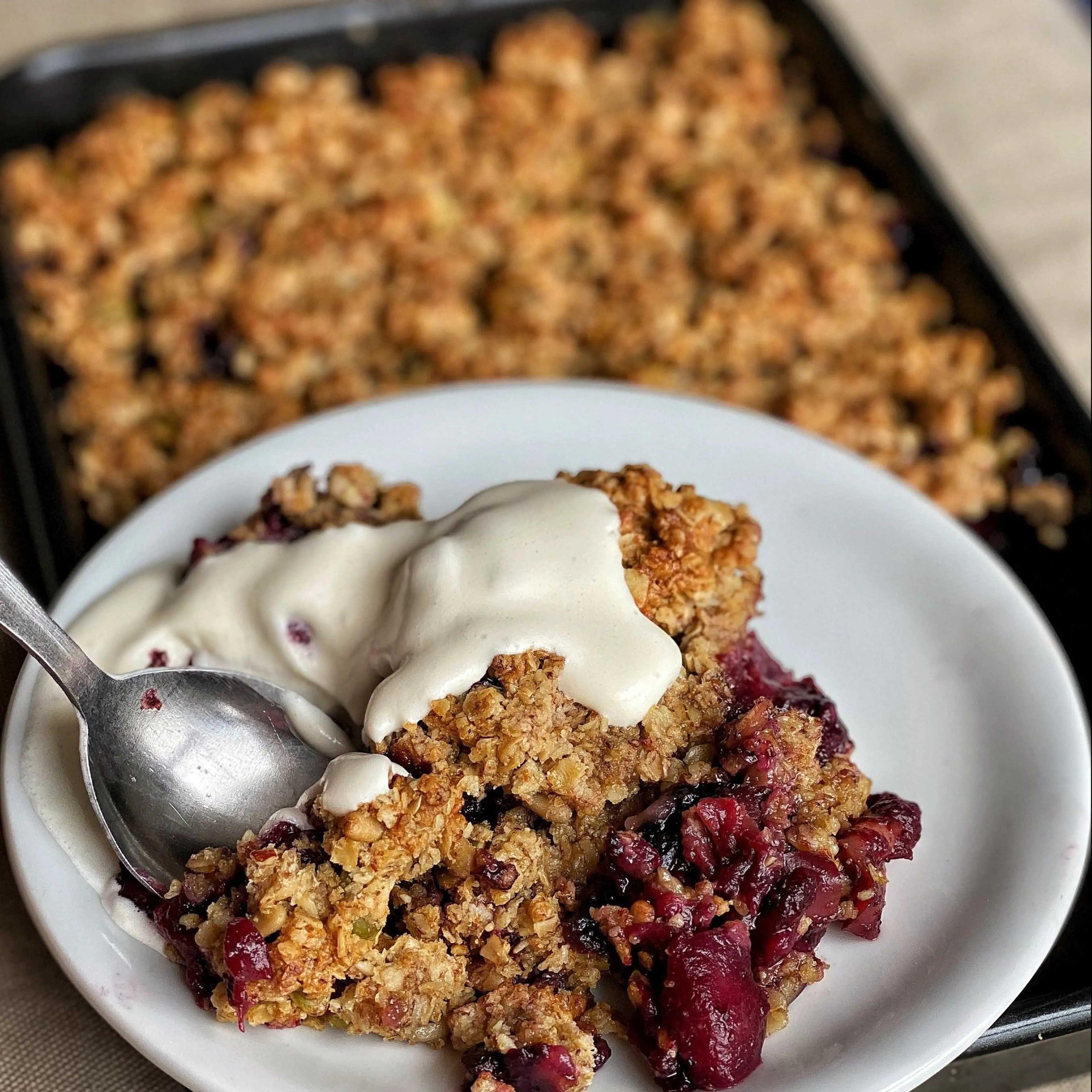 Healthy Apple & Blueberry Crumble