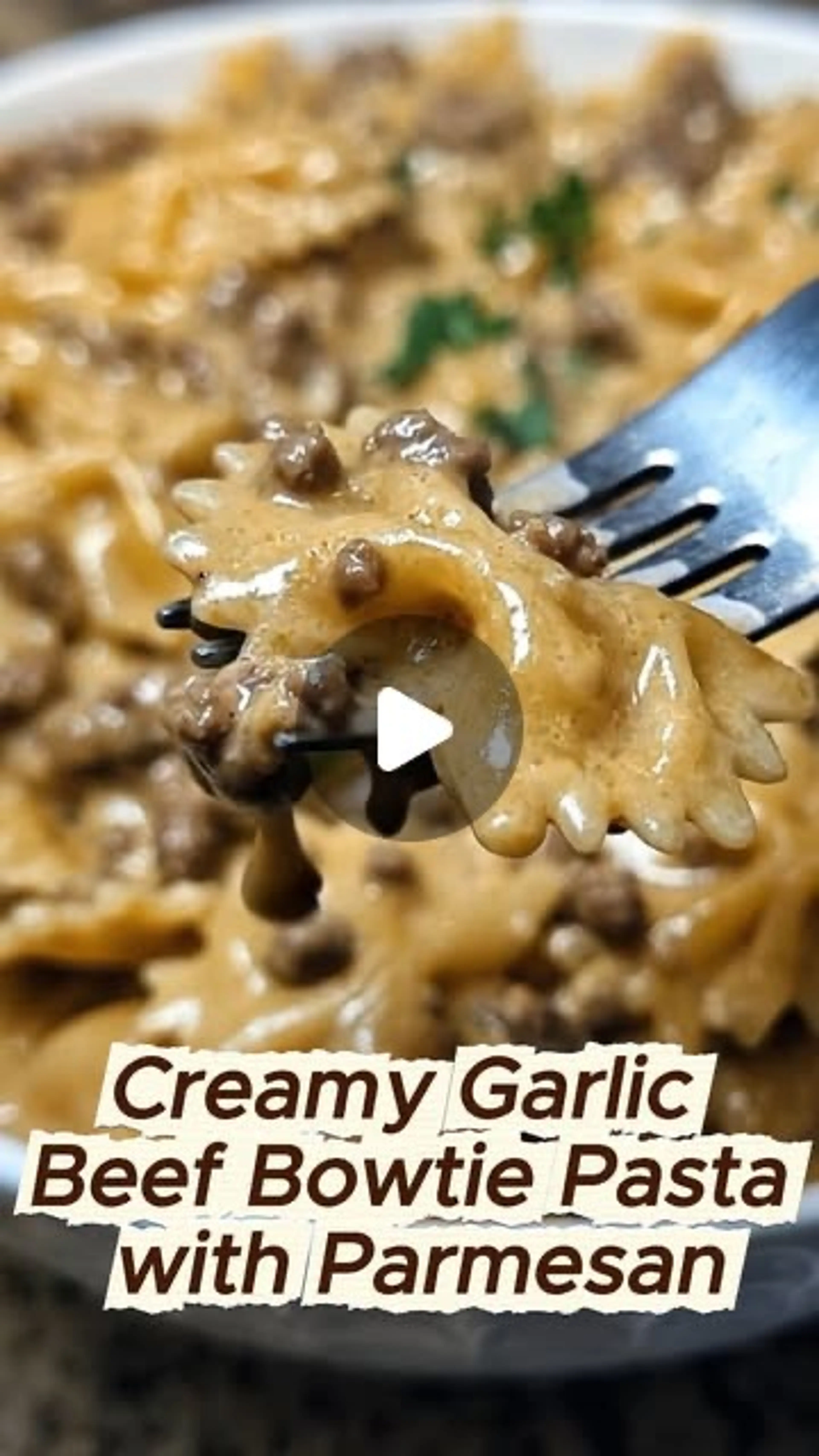 Creamy Garlic Beef Bowtie Pasta with Parmesan