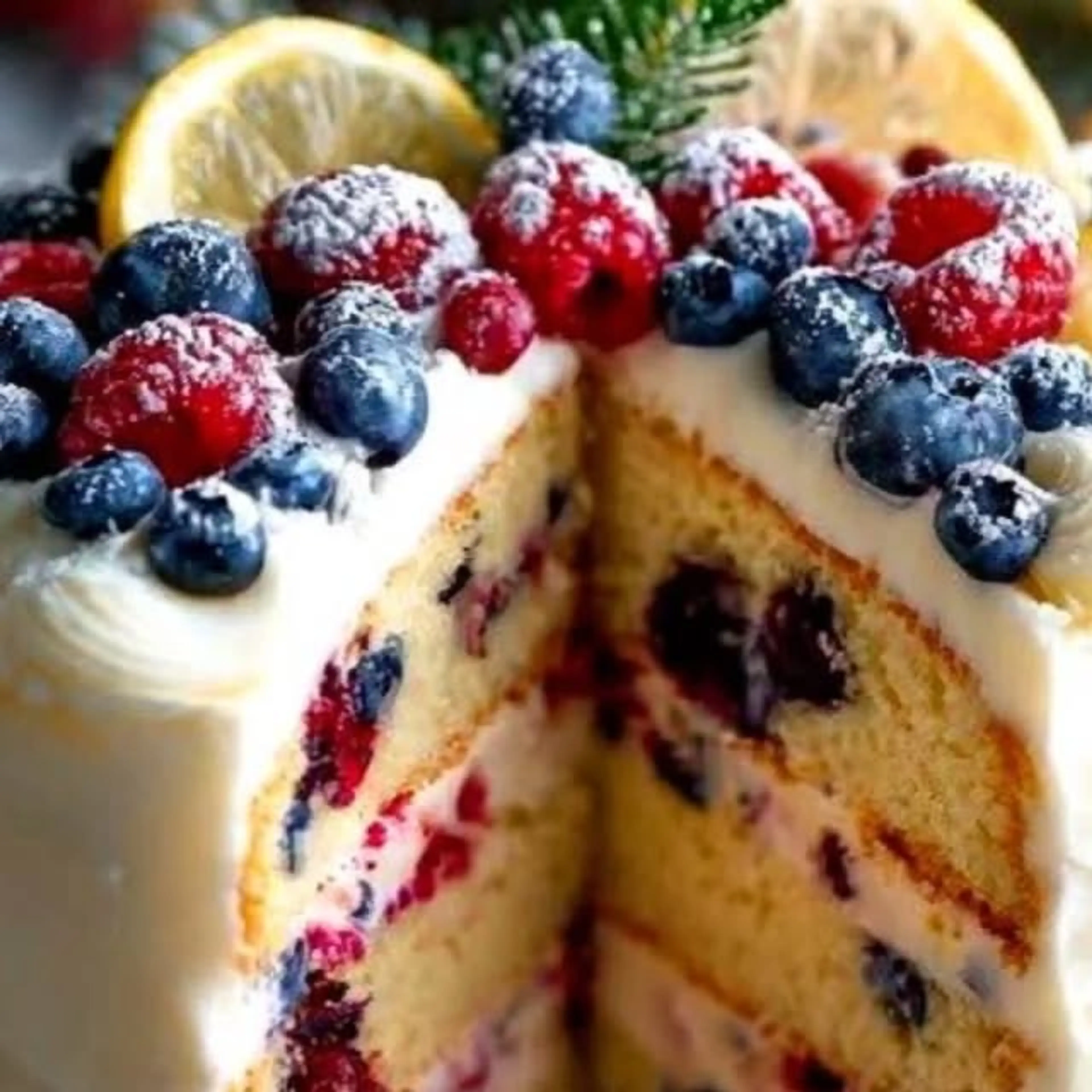 Lemon Berry Christmas Cake