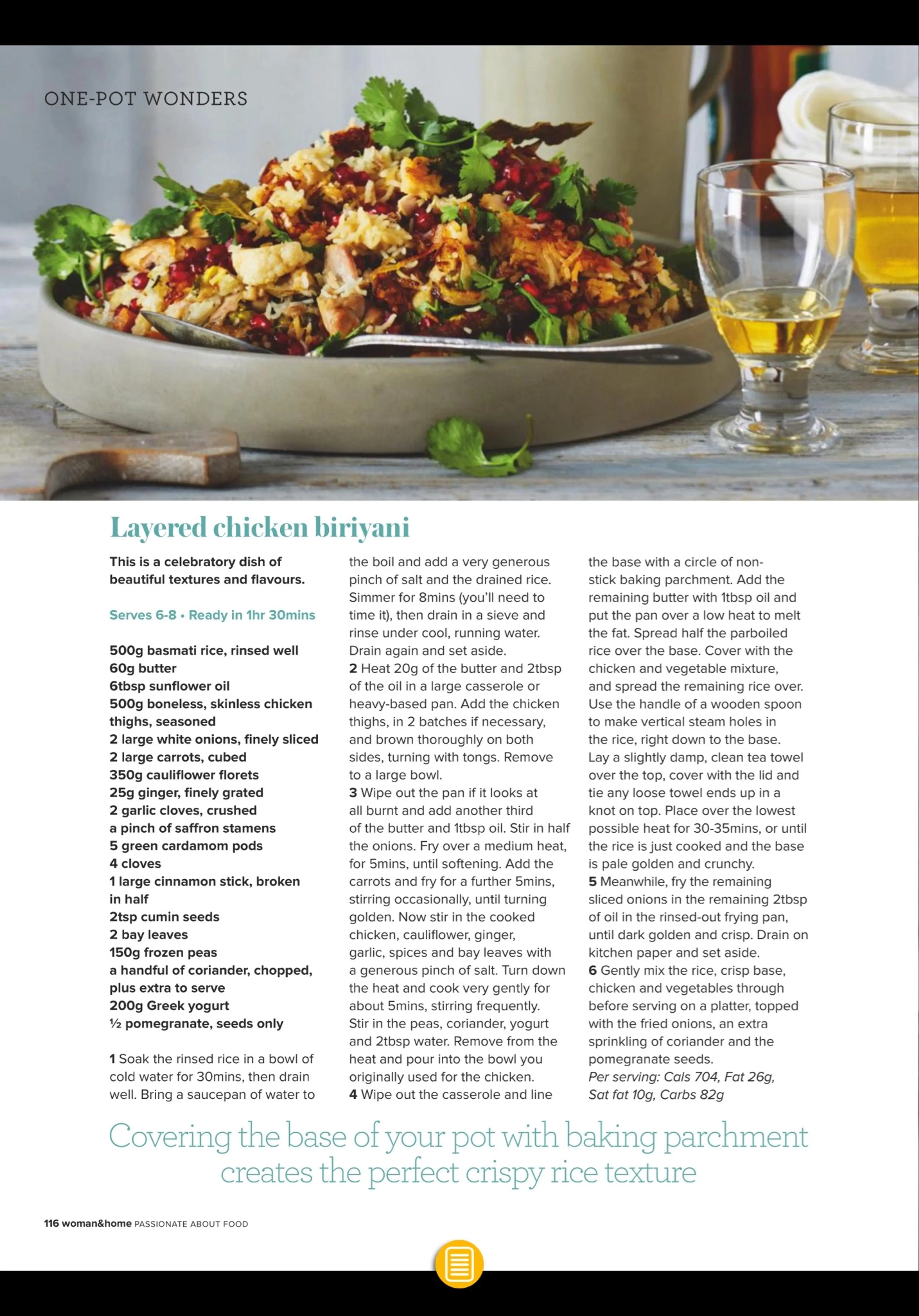 Layered chicken biriyani