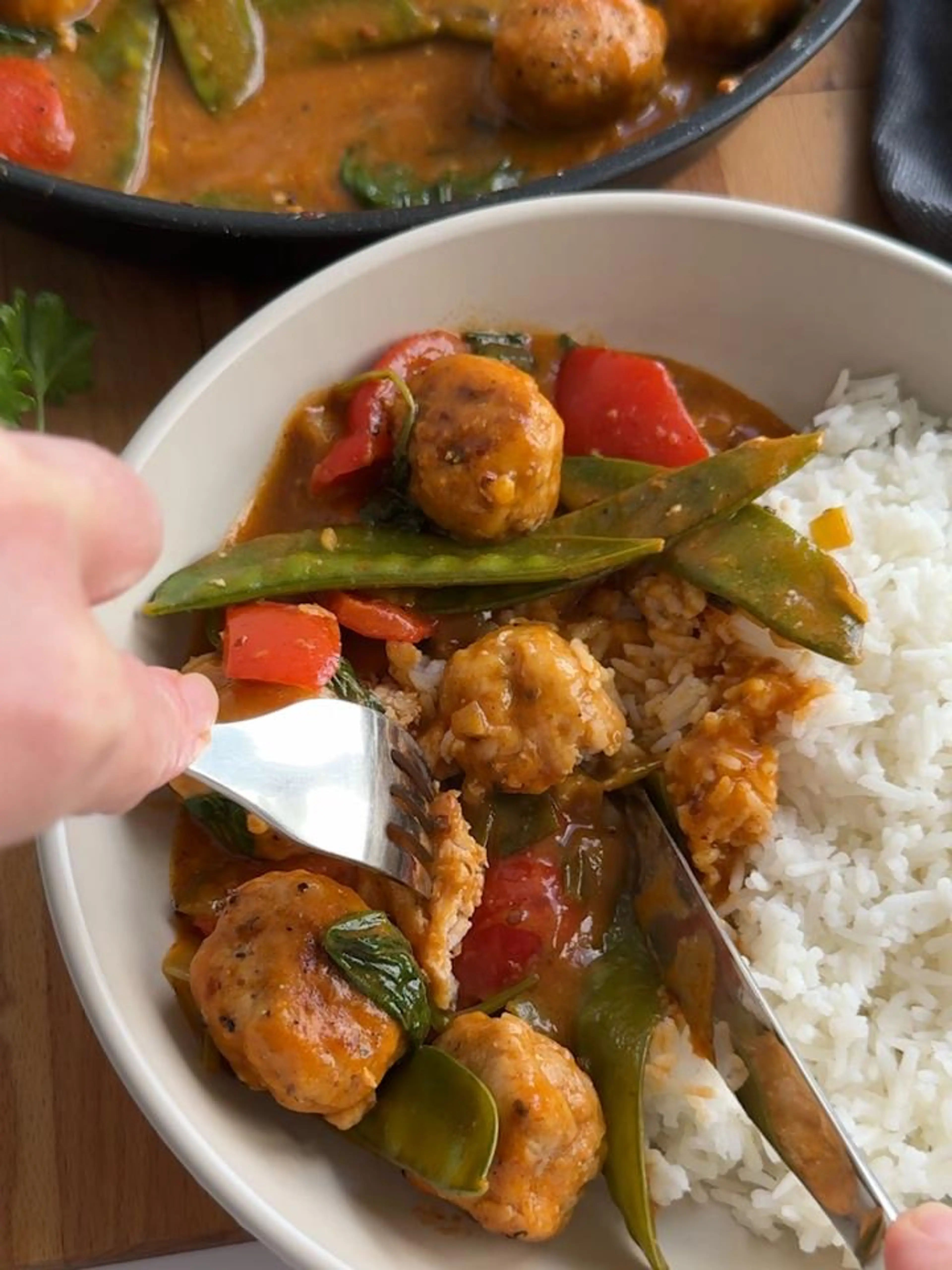 Red Thai Chicken Meatball Curry