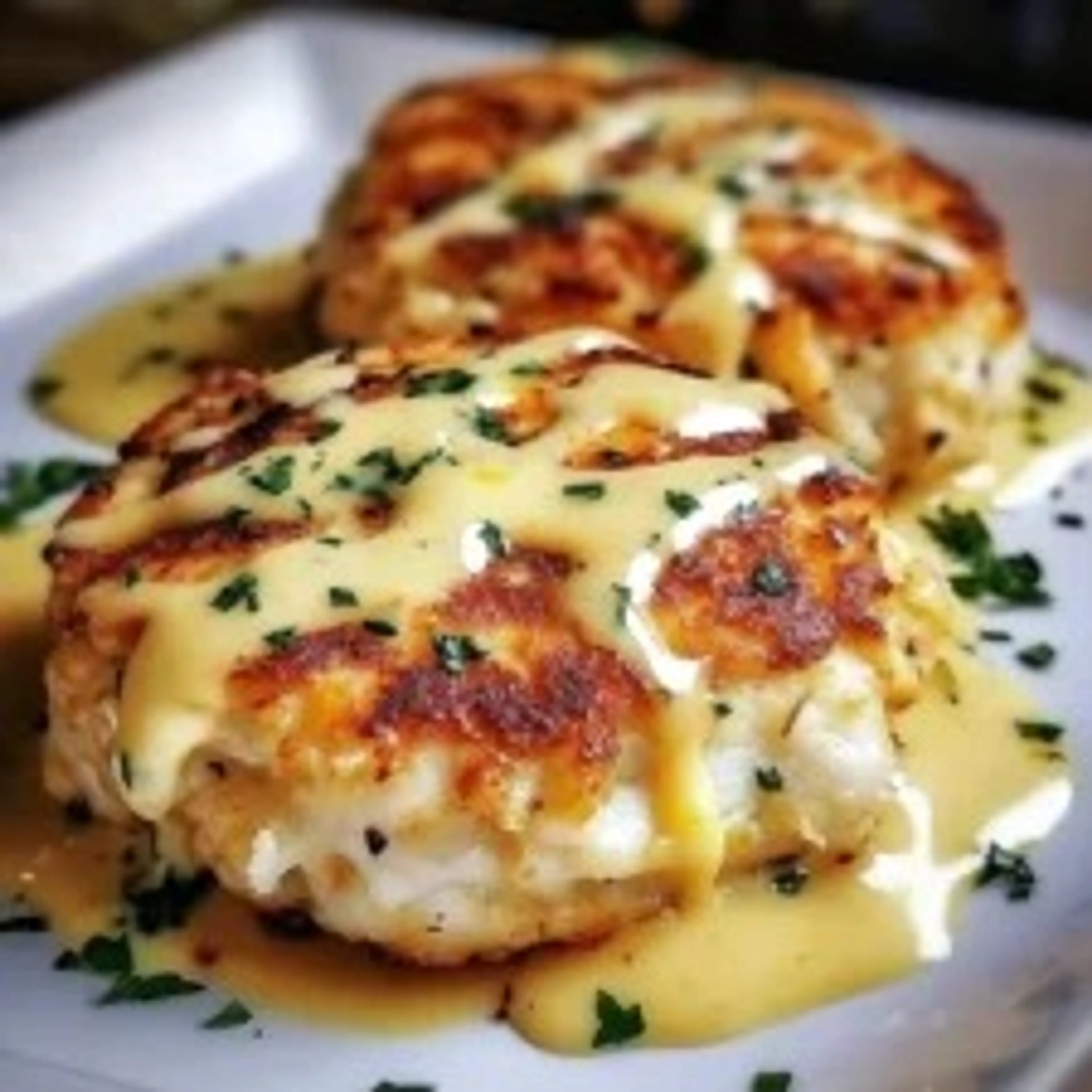 Cheddar Bay Crab Cakes with Lemon Butter Drizzle