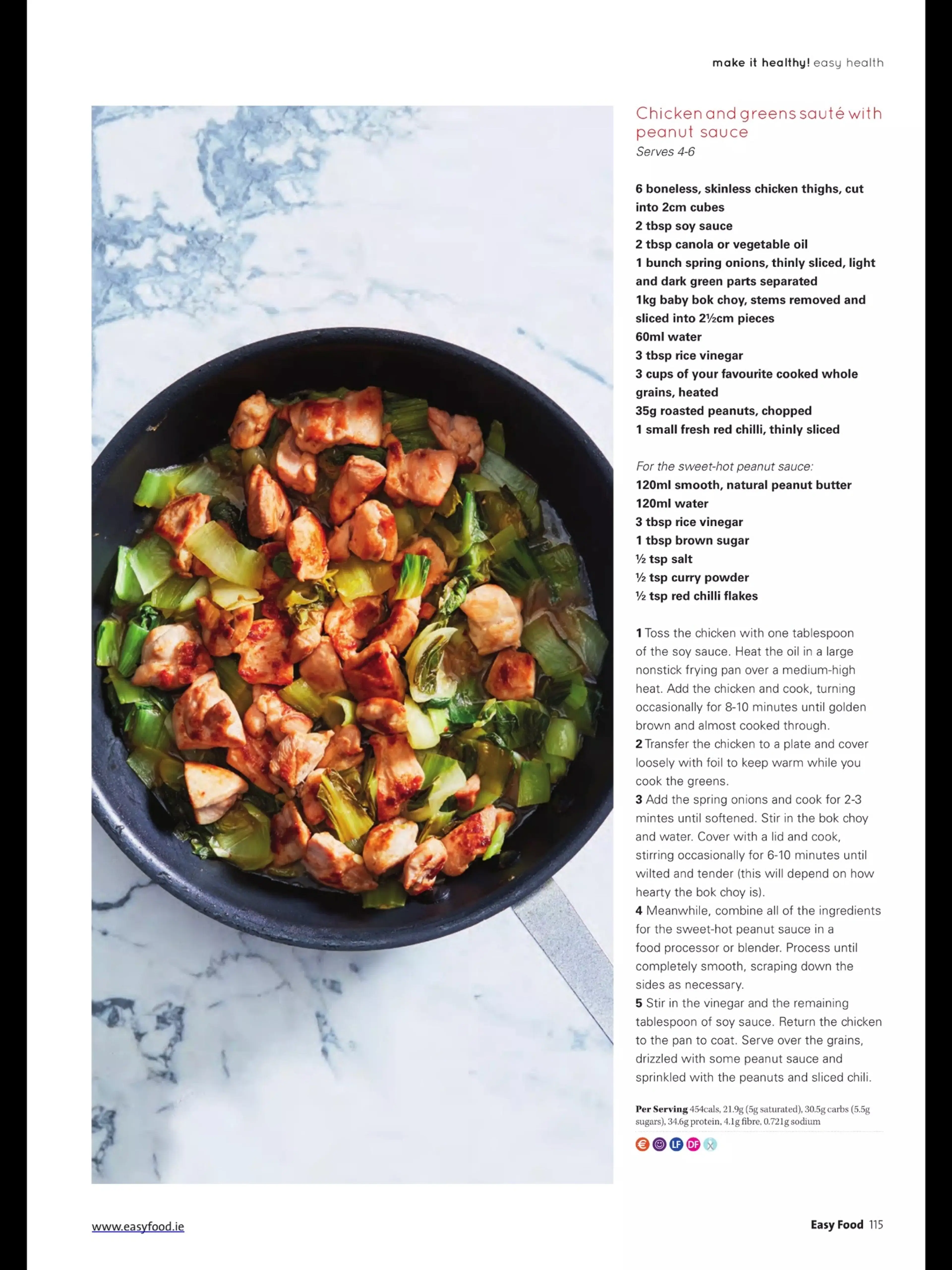 Chicken and greens sauté with peanut sauce
